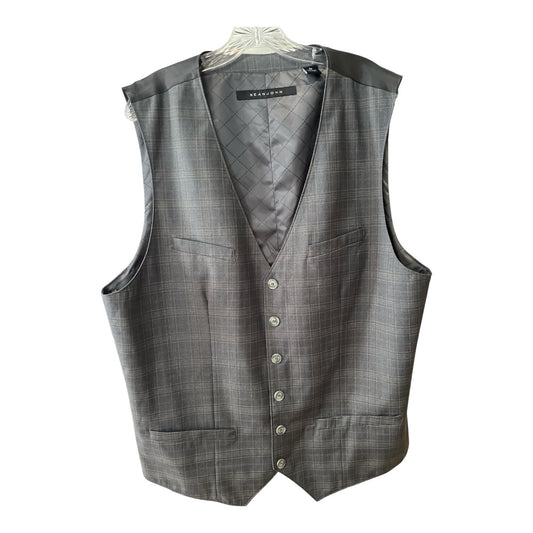 Sean John Men’s 3XL Gray Windowpane Suit Vest Classic Dress Waistcoat Formal Y2K