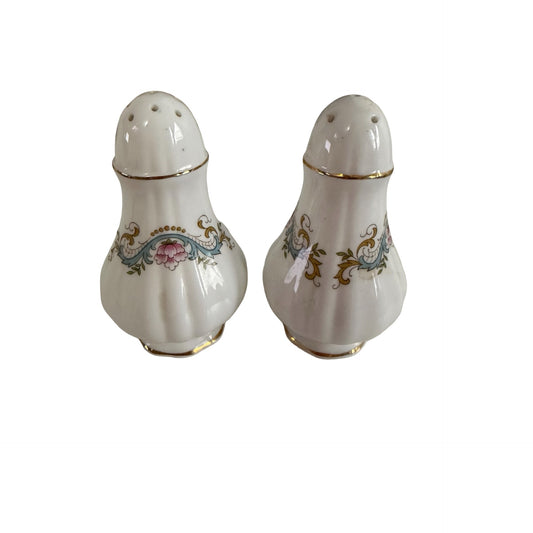Vintage Paragon Fine Bone China Salt & Pepper Shakers England Floral Gold Trim Set