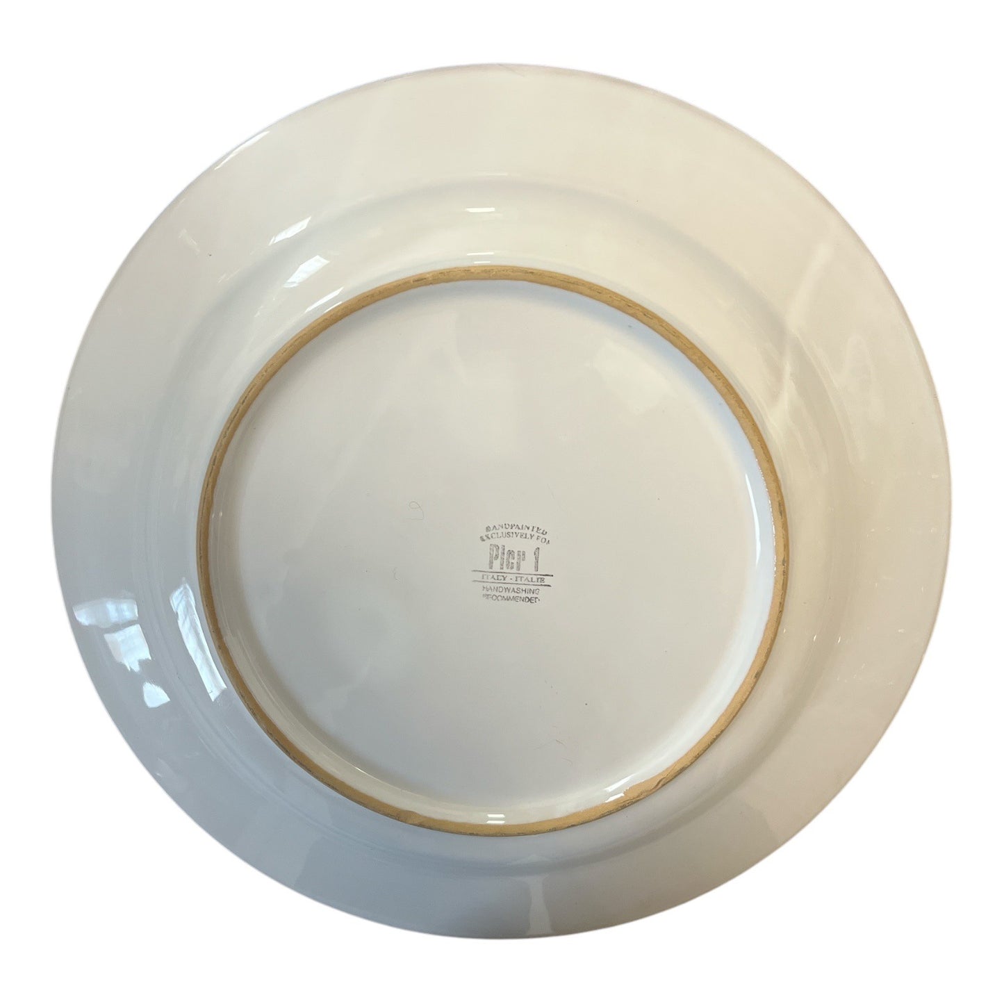 Pier 1 Imports Hand Painted Italian Ceramic Platter 13 Inch Floral Green Italy