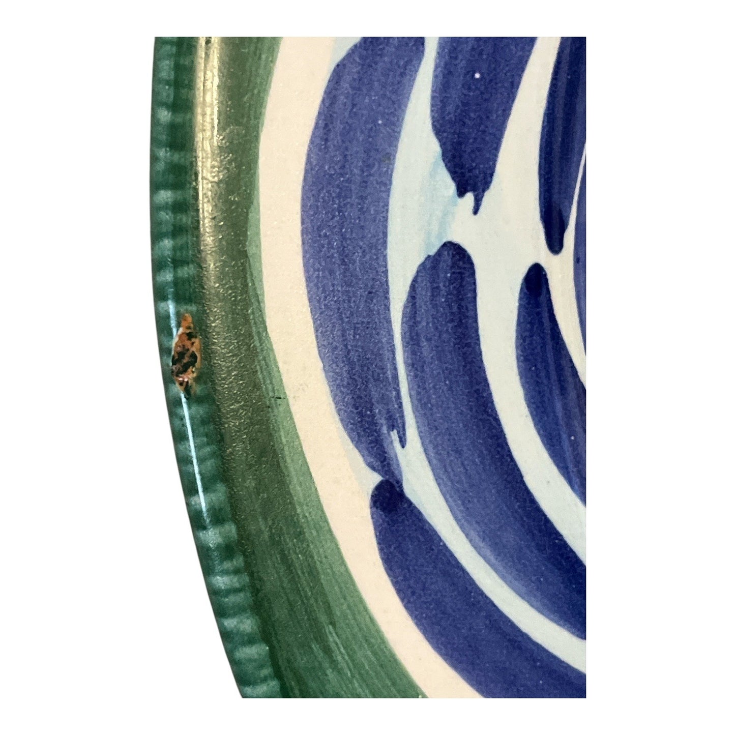 Pier 1 Imports Hand Painted Italian Ceramic Platter 13 Inch Floral Green Italy