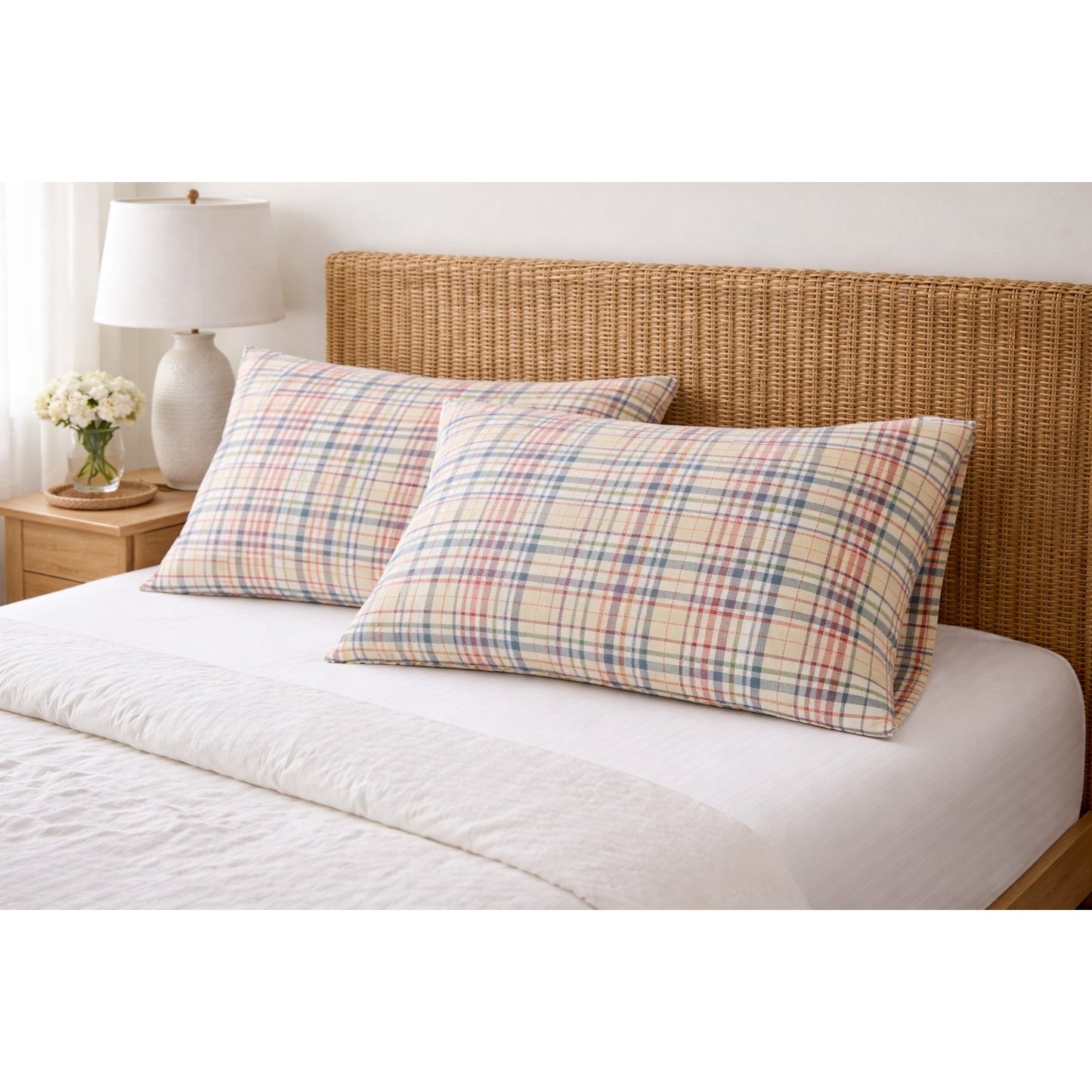 Vintage WestPoint Stevens Plaid Standard Pillowcase Set Made in USA