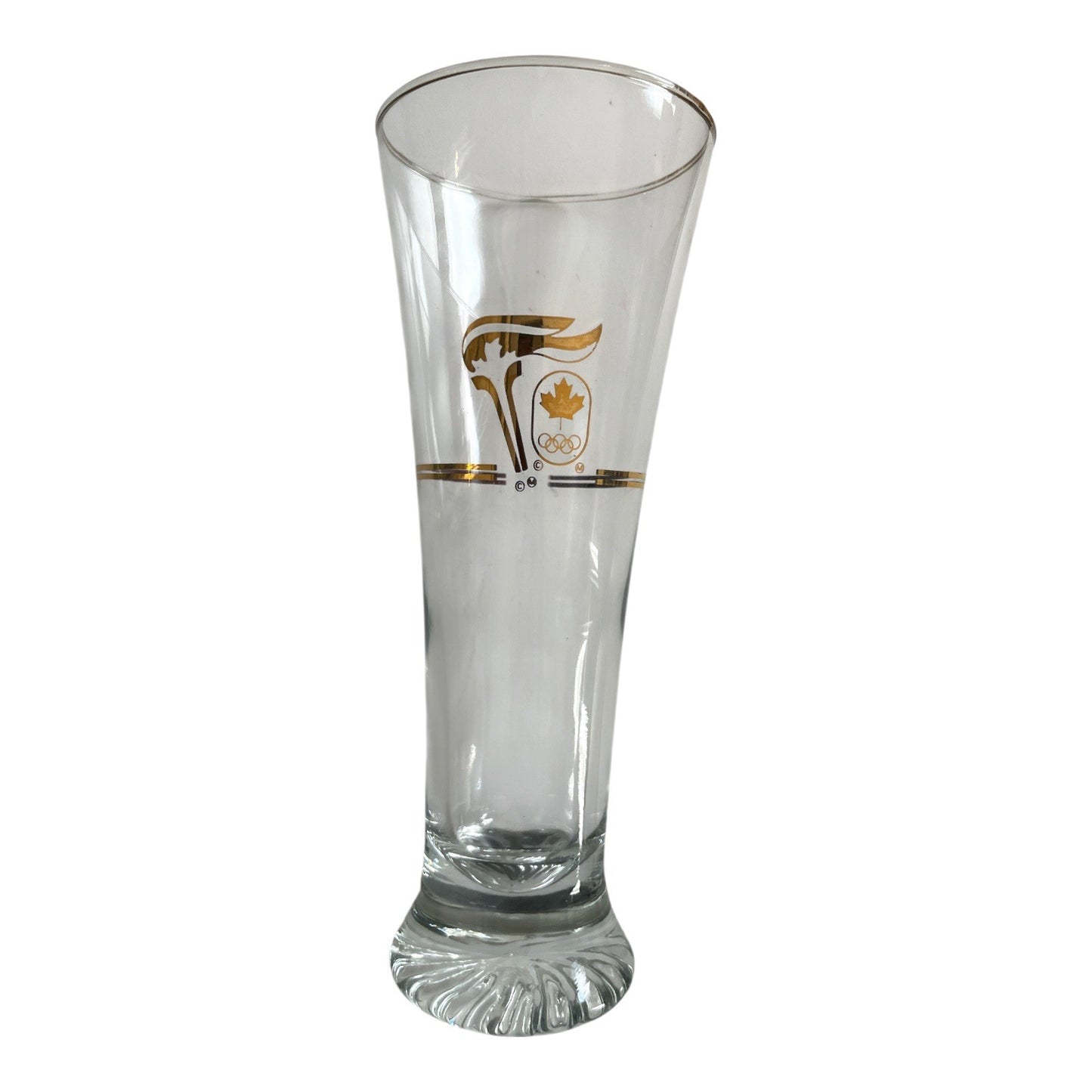 1988 Calgary Olympics Beer Glass Set 5 Petro Canada Promo 22K Gold Pilsner Glasses