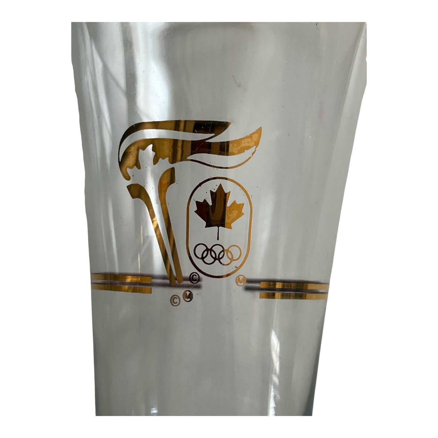 1988 Calgary Olympics Beer Glass Set 5 Petro Canada Promo 22K Gold Pilsner Glasses