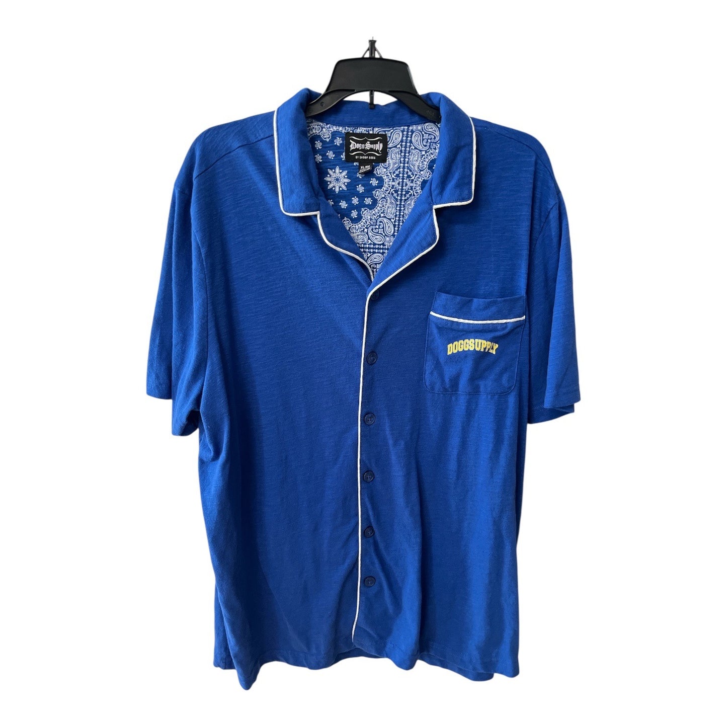 Dogg Supply by Snoop Dogg Blue Button Front Shirt DOGG 93 Size XL
