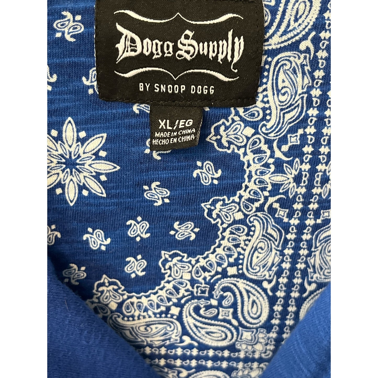 Dogg Supply by Snoop Dogg Blue Button Front Shirt DOGG 93 Size XL
