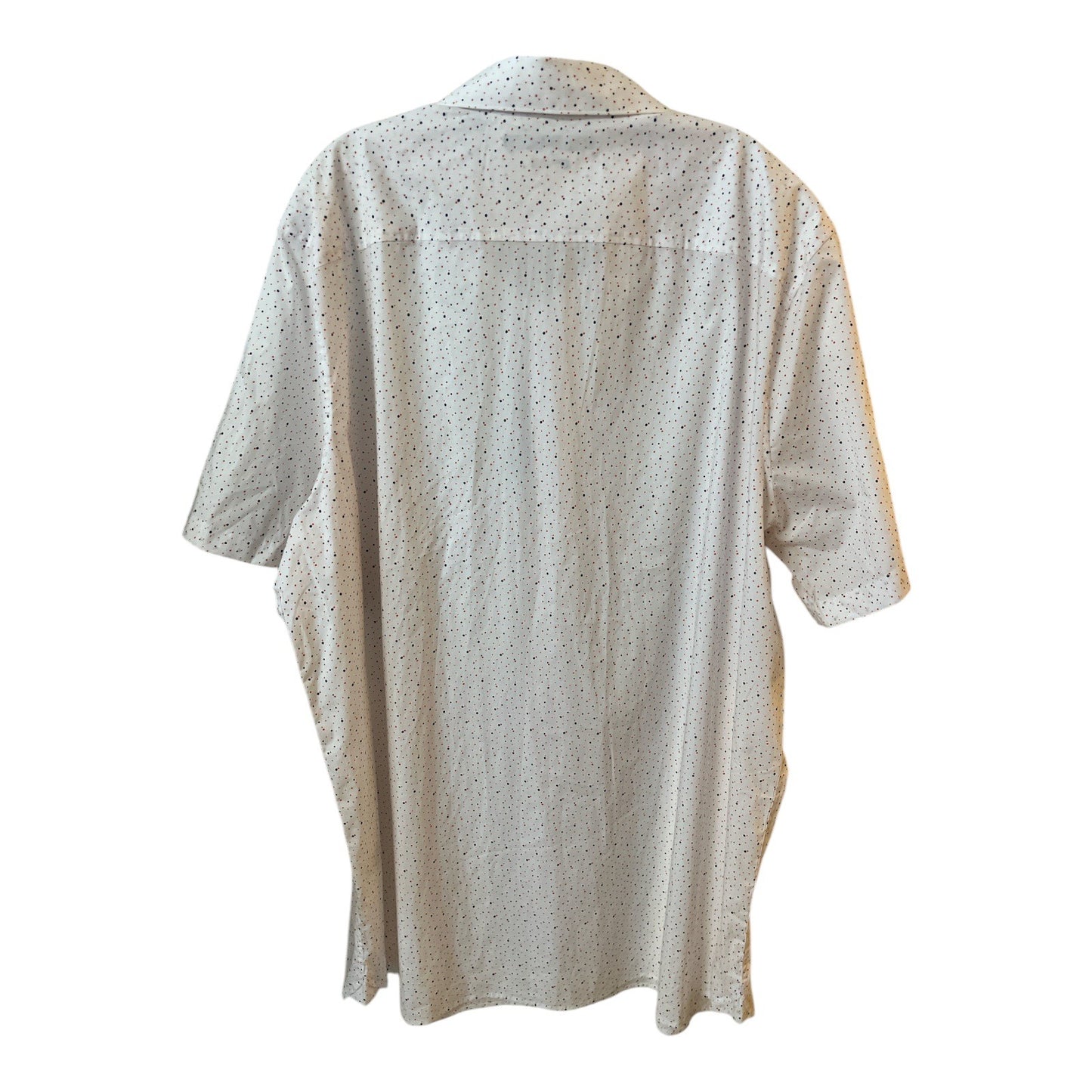 Perry Ellis Stretch Button Front Shirt XXL White Blue Red Dot NWT Cotton Blend