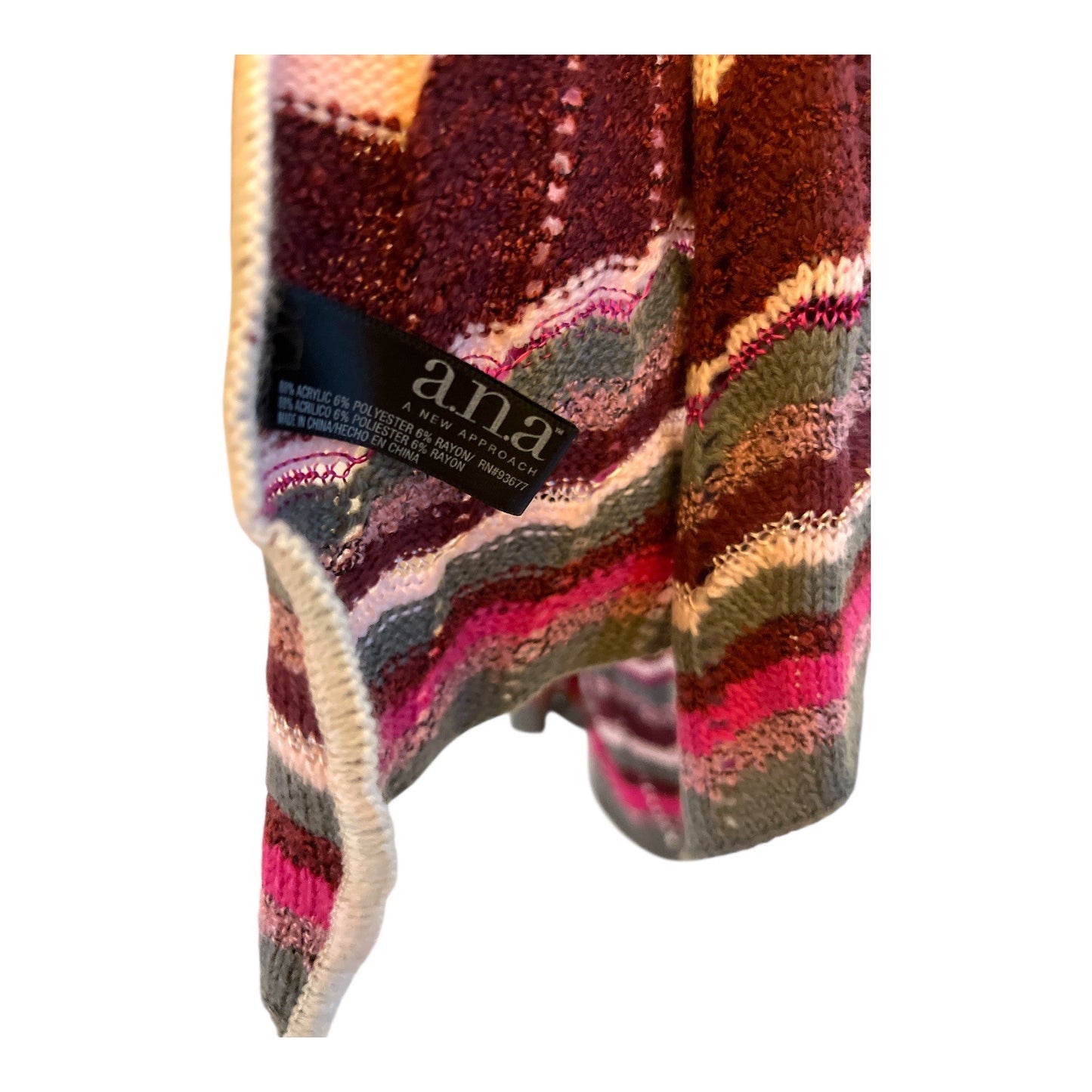 Lot of 2 Knit Scarves – Multicolor Chevron Stripes – a.n.a & Unbranded