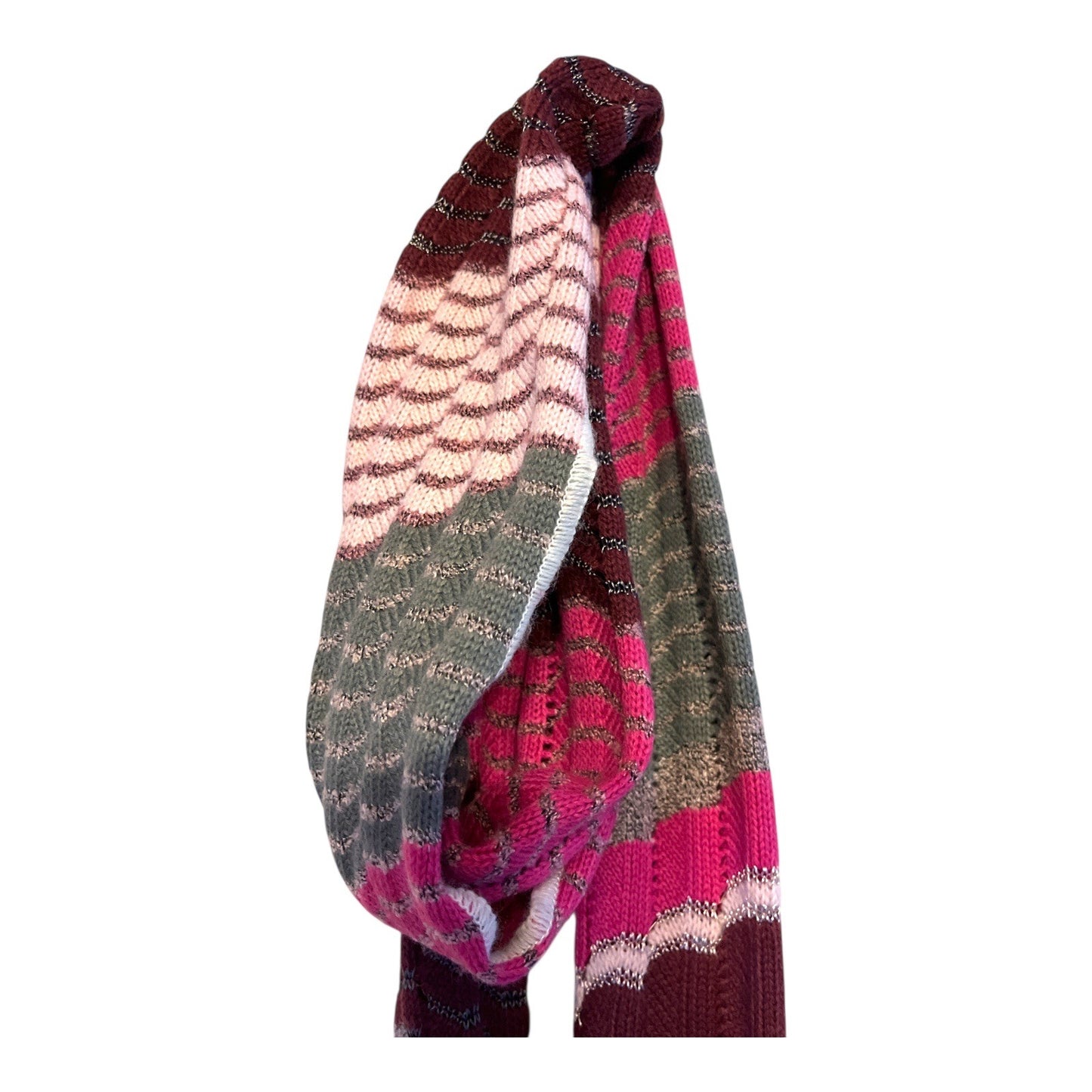 Lot of 2 Knit Scarves – Multicolor Chevron Stripes – a.n.a & Unbranded