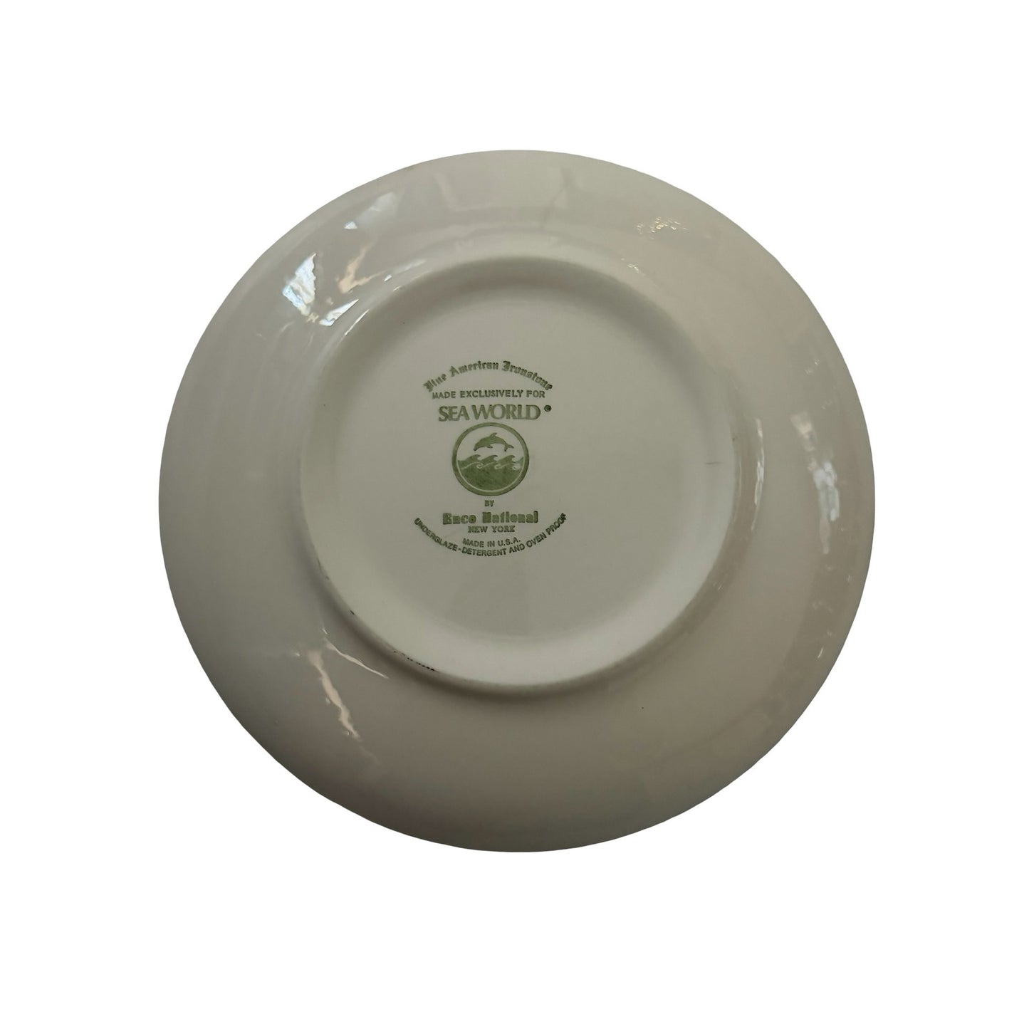 Vintage 1975 Sea World Shamu Souvenir Plate Green Transferware Enco National