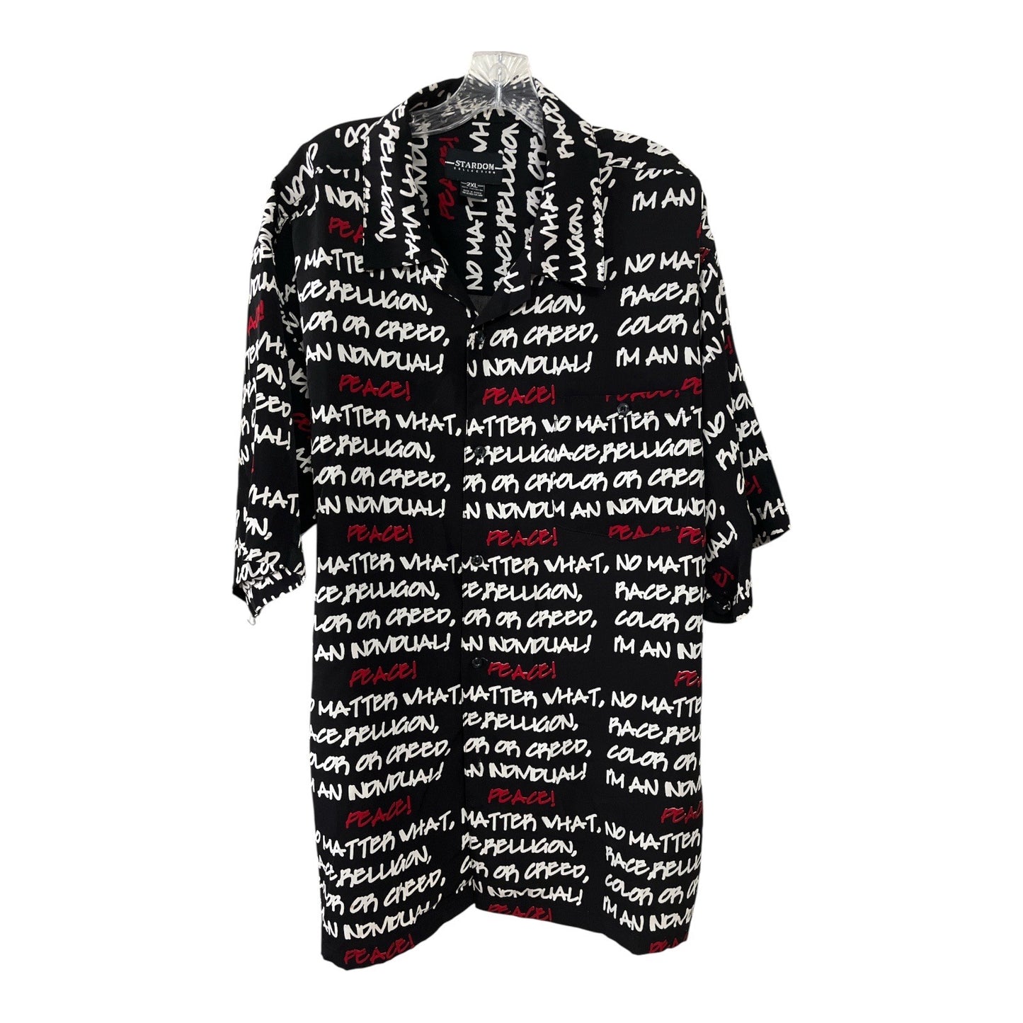 Graphic Print Shirt 2XL – Rare Russian Streetwear Misprint “Relligon” Peace Statement Top 2000s