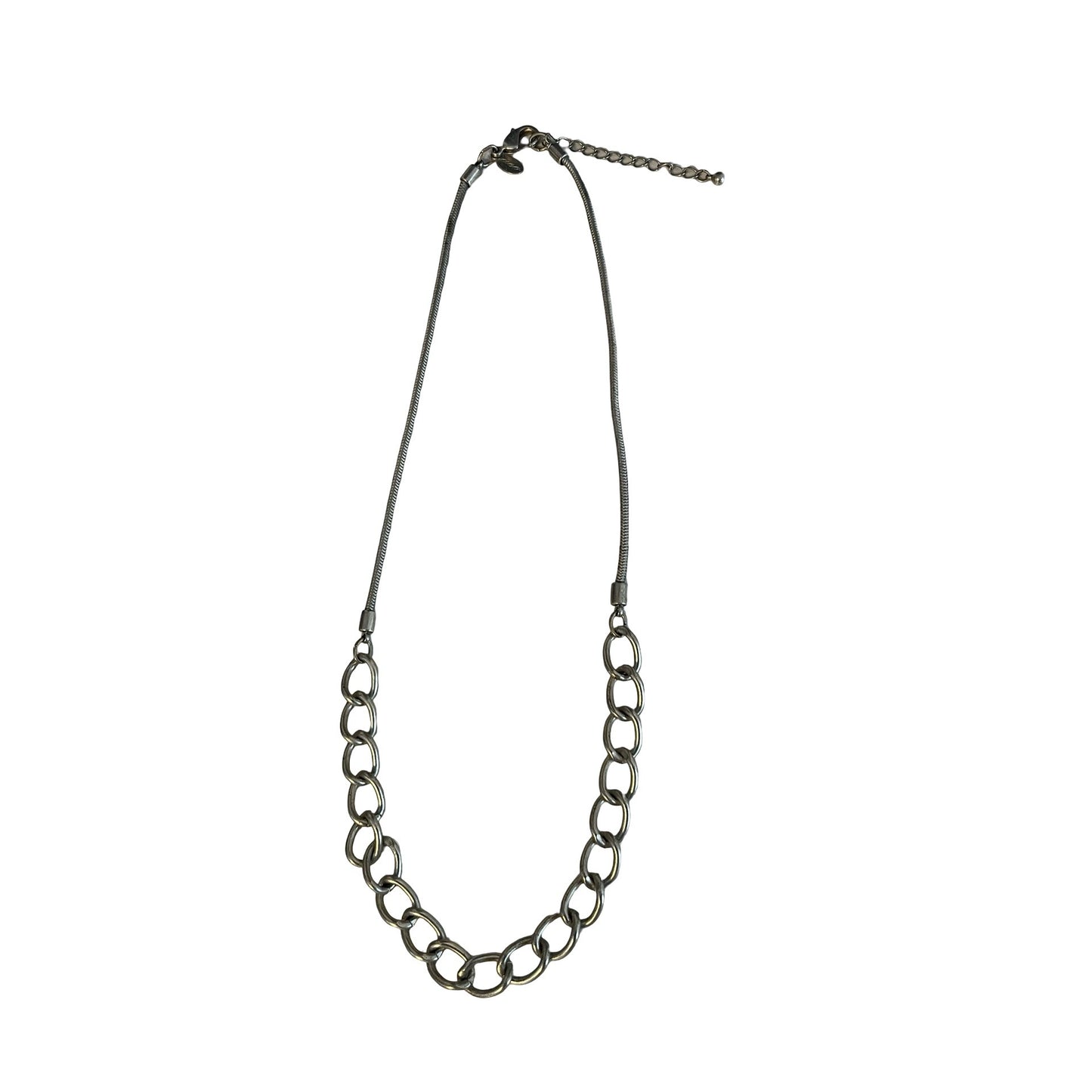 Vintage AEO Silver Tone Chain Necklace 18” Mixed Link Snake Chain Chunky Statement