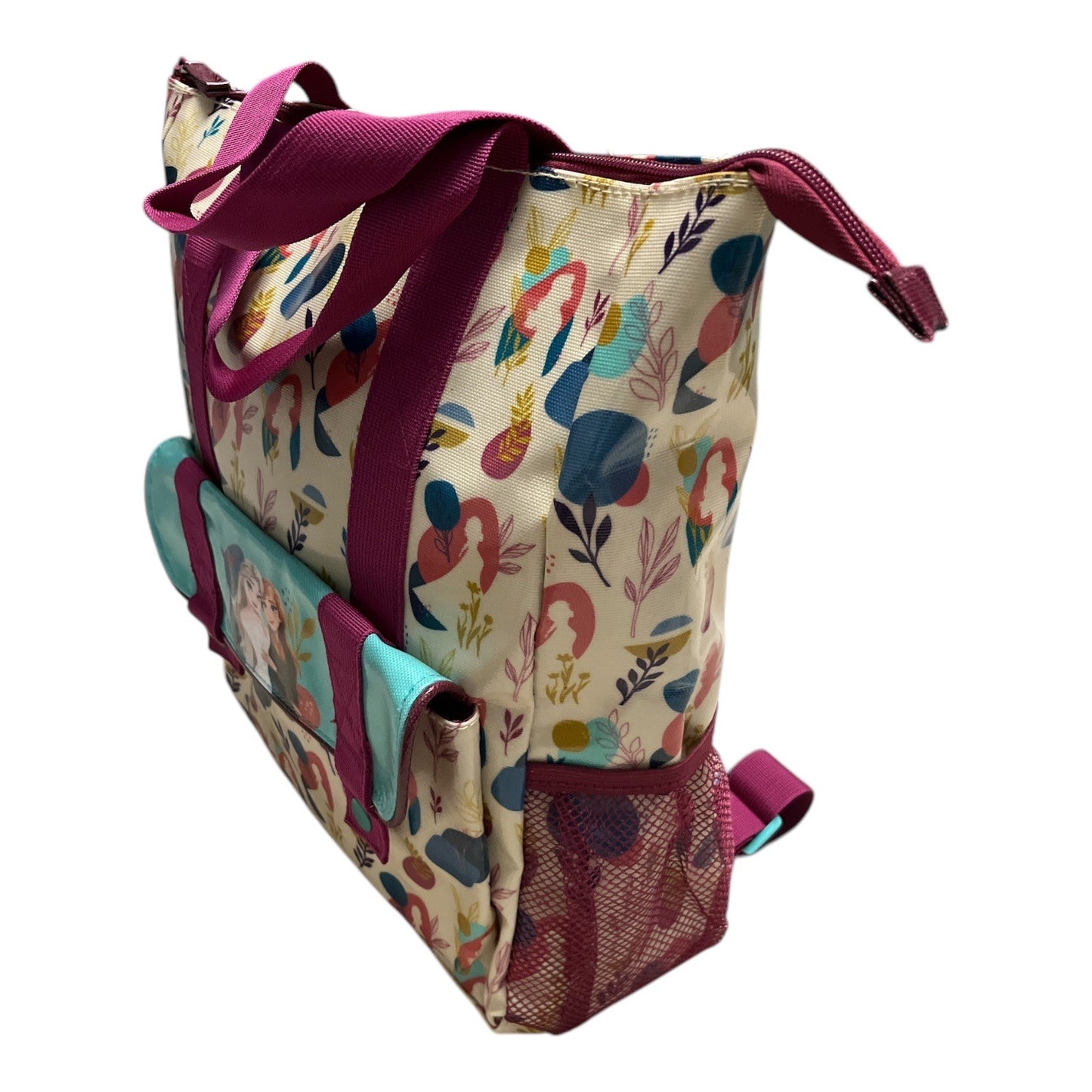 Disney Frozen Backpack Tote Bag – Elsa & Anna – Multicolor Print – Kids School Travel Bag
