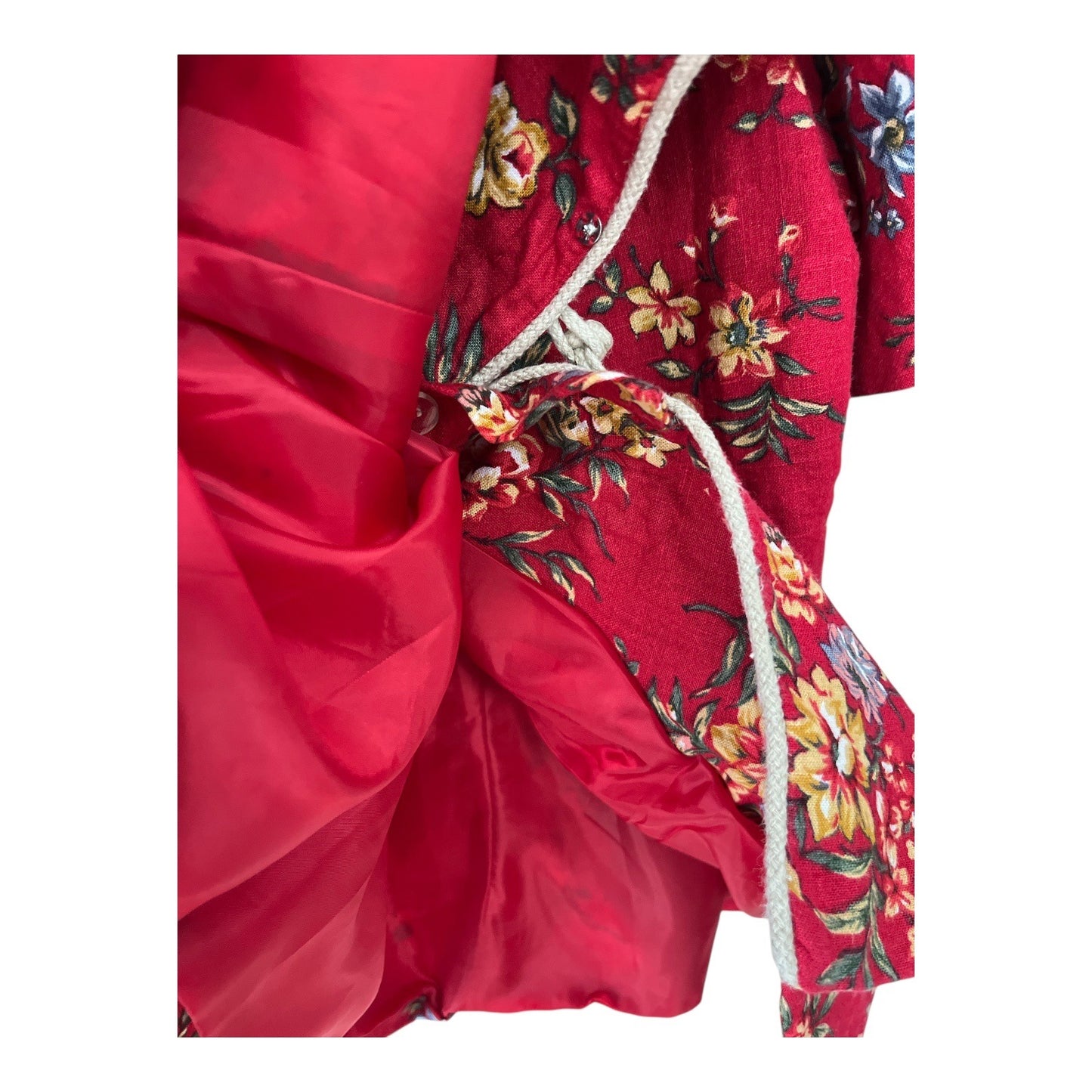 Jessica Howard Woman Red Floral Linen Blend Short Sleeve Jacket Size 22