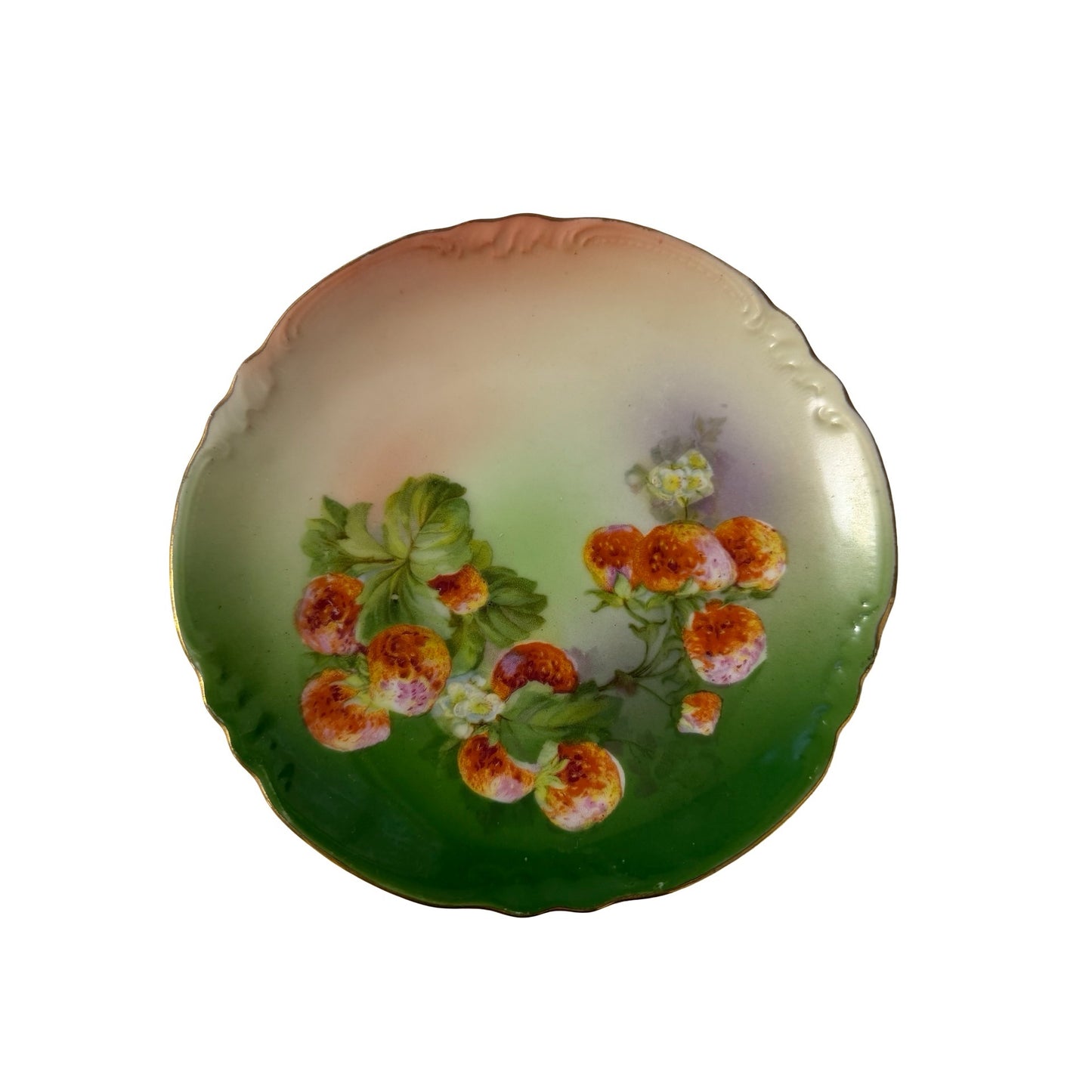 Antique Eagle China Austria Hand Painted Strawberry Cabinet Plate 6 Inch