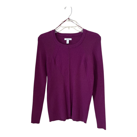 Nine West Women's Purple Ribbed Metallic Knit Sweater XL Long Sleeve Pullover