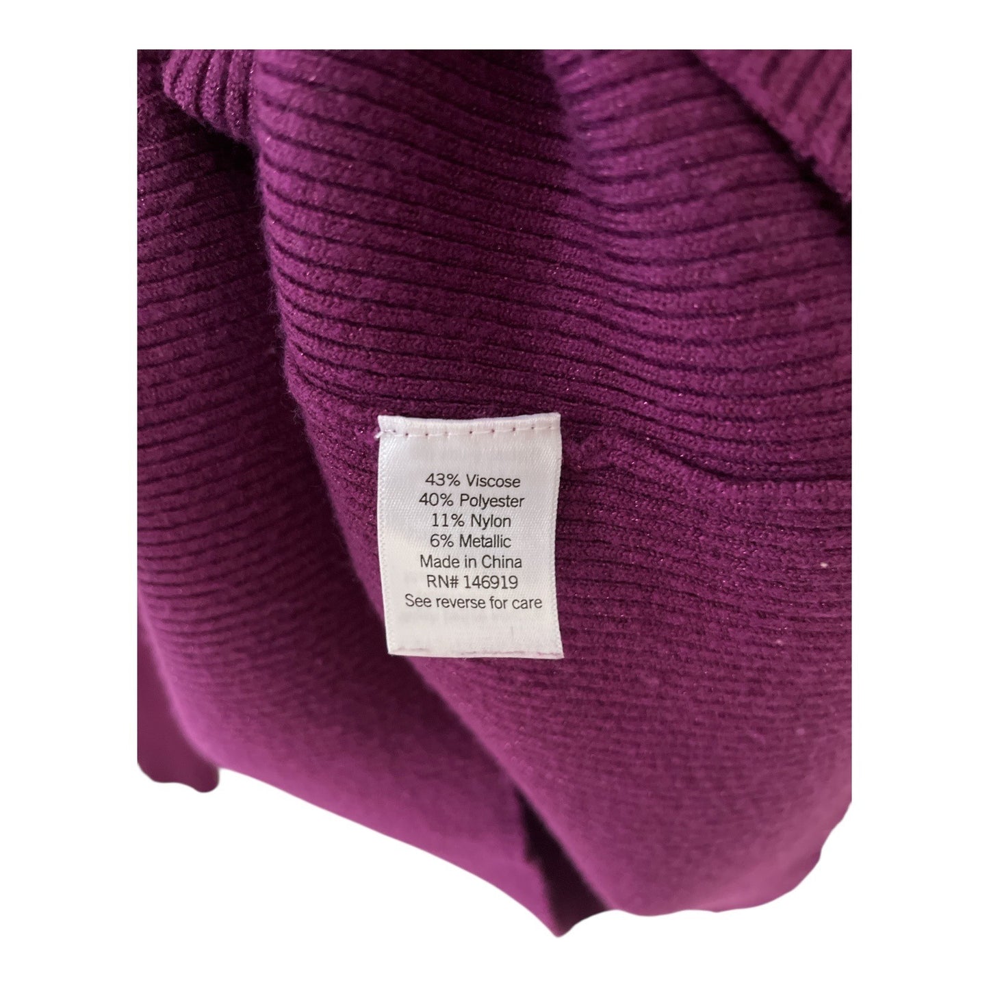 Nine West Women's Purple Ribbed Metallic Knit Sweater XL Long Sleeve Pullover