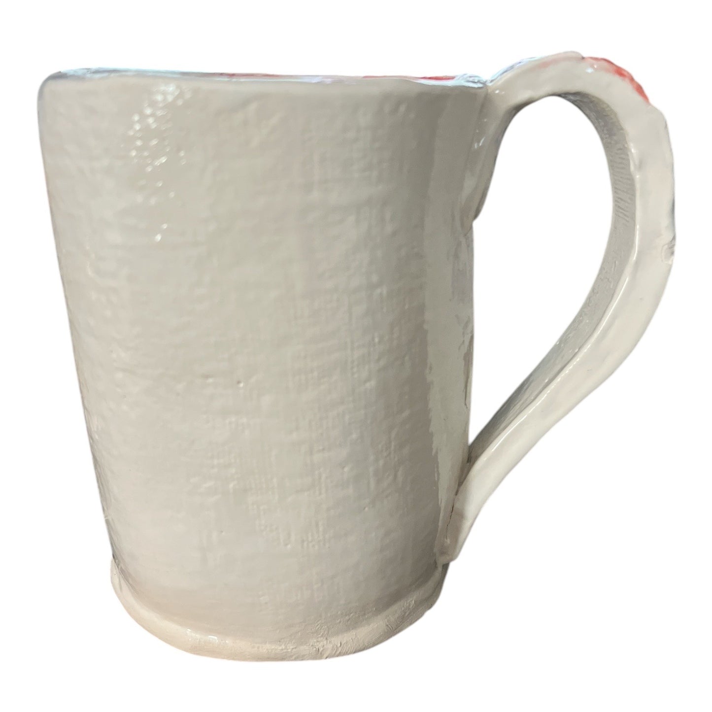 Vintage Y2K Handmade Studio Pottery Dragon Mug Red Interior Artisan Ceramic Cup DSP Mark