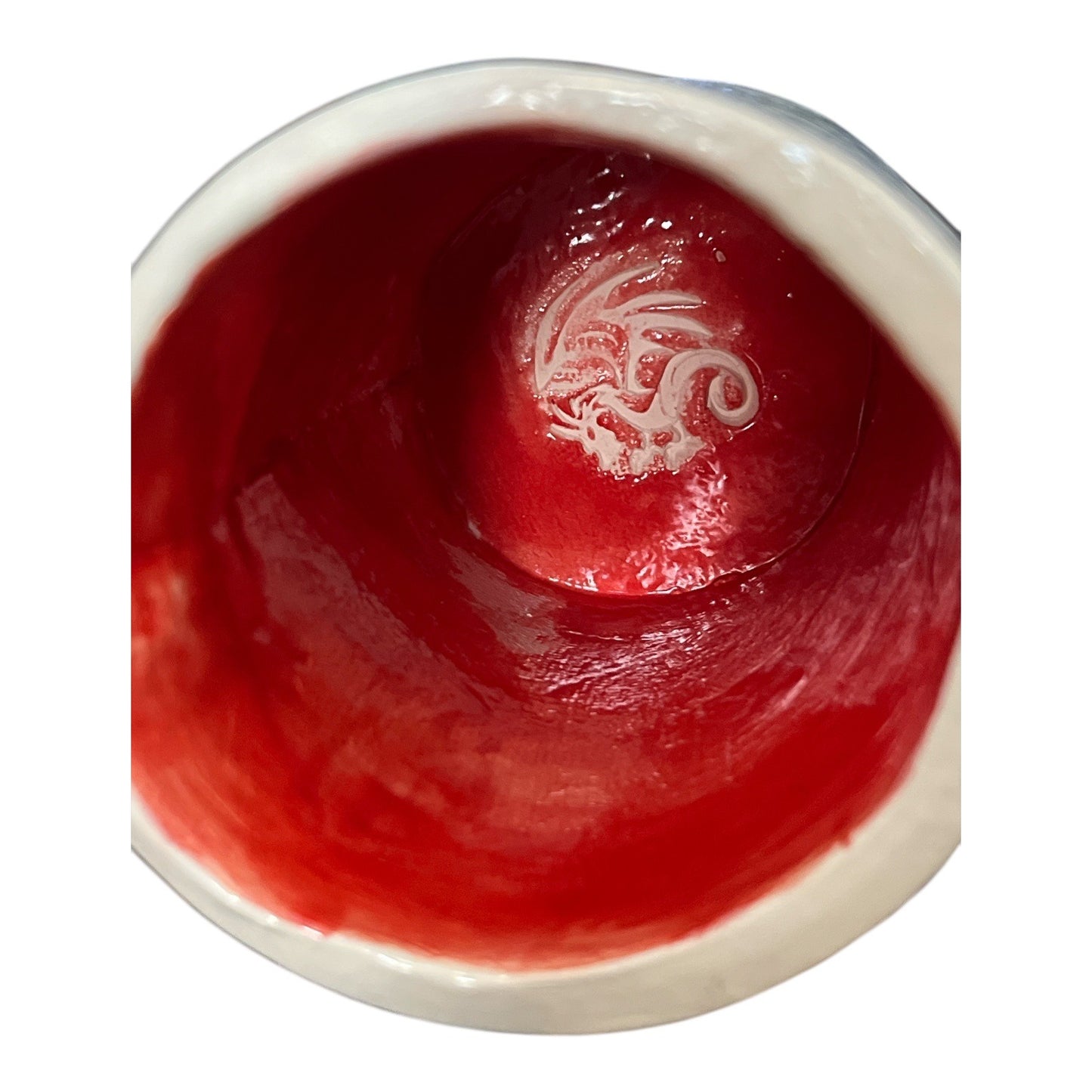 Vintage Y2K Handmade Studio Pottery Dragon Mug Red Interior Artisan Ceramic Cup DSP Mark