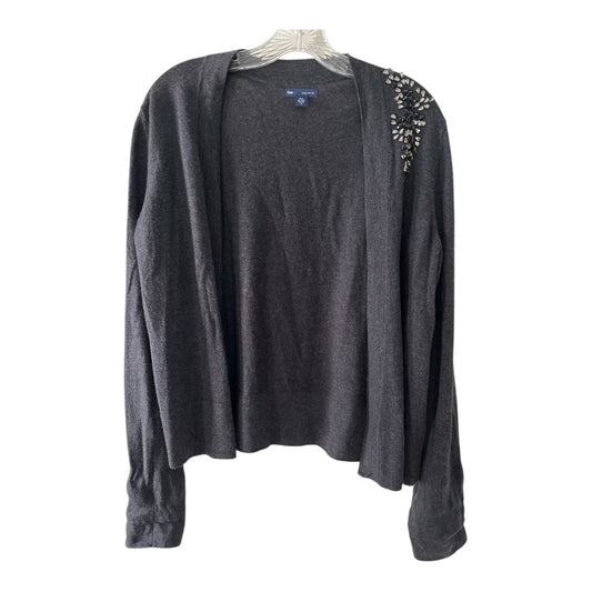 GAP Women’s Embellished Shoulder Cardigan – Charcoal Gray Silk Blend – Size M