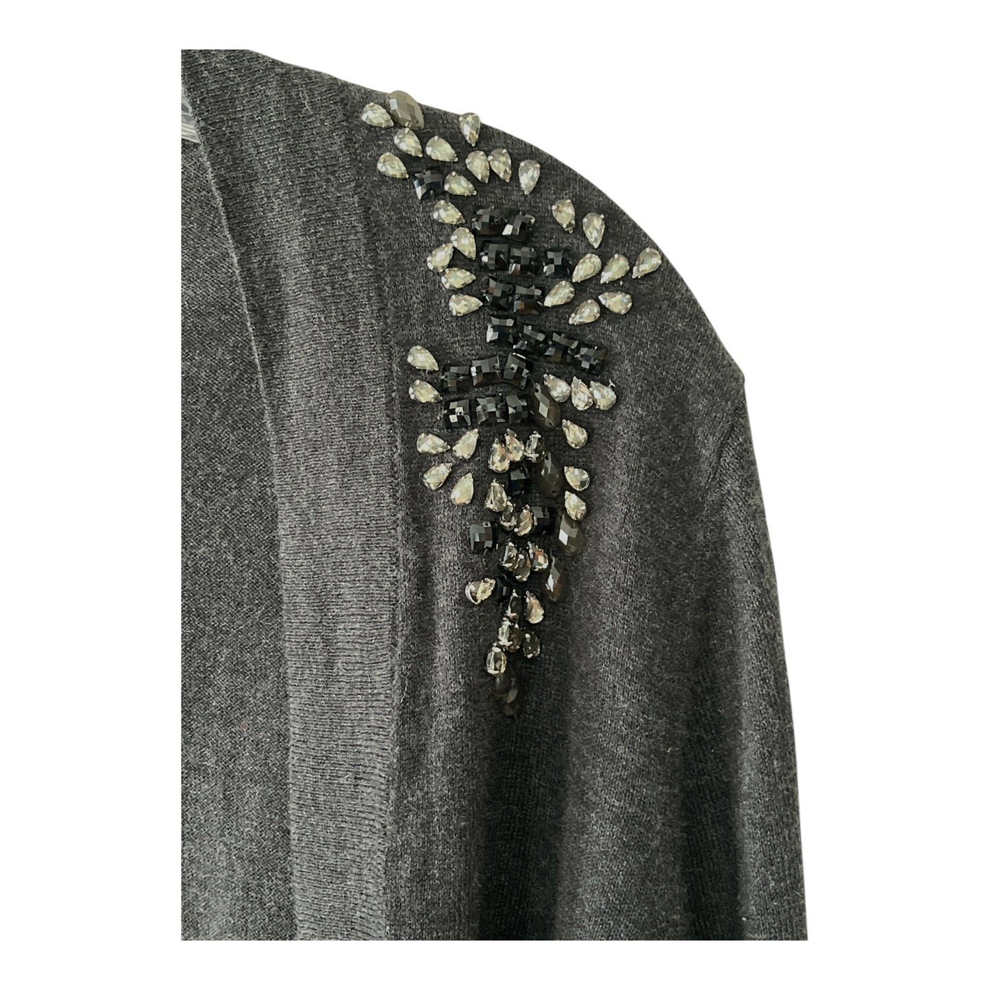 GAP Women’s Embellished Shoulder Cardigan – Charcoal Gray Silk Blend – Size M