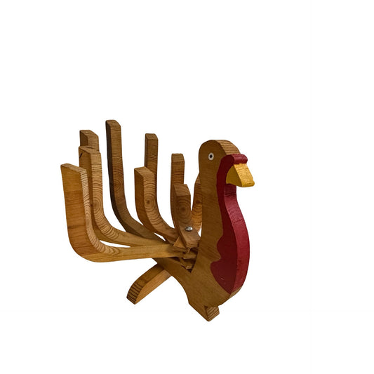 Vintage Wooden Turkey Folding Accordion Expandable Rack Trivet Country Decor