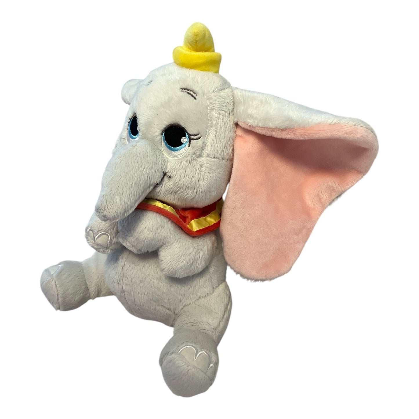 Disney Dumbo Plush Toy 10" Stuffed Elephant with Pink Ears Yellow Hat Soft Animal Doll – Official Tag
