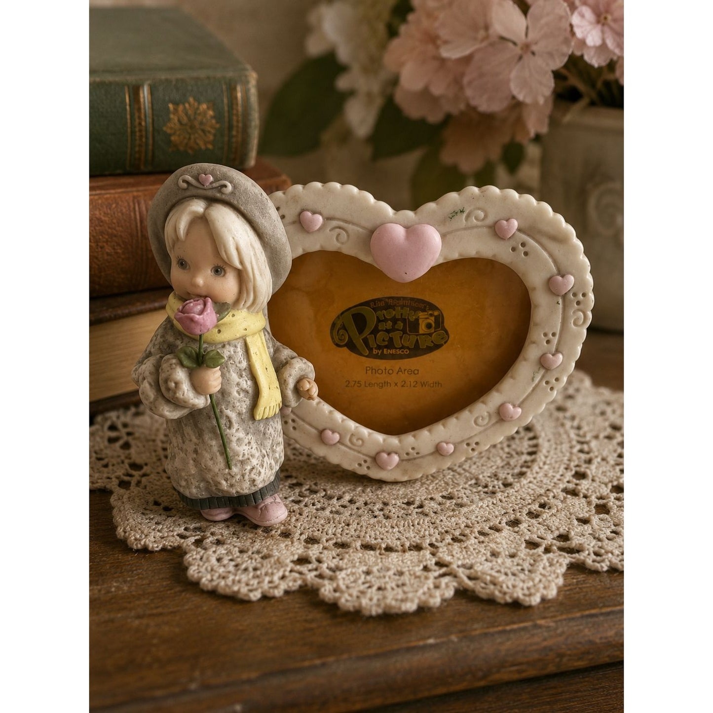 Precious as a Picture by Enesco Heart Photo Frame with Girl Figurine 1996
