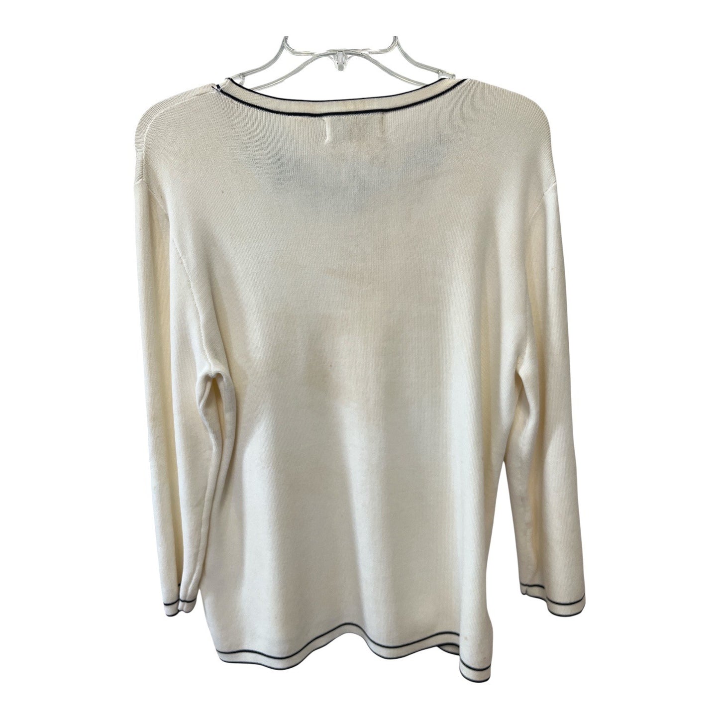 Alfred Dunner Women’s M Cream Sweater Beaded Neckline Needs Stitch Repair Vintage Style Top