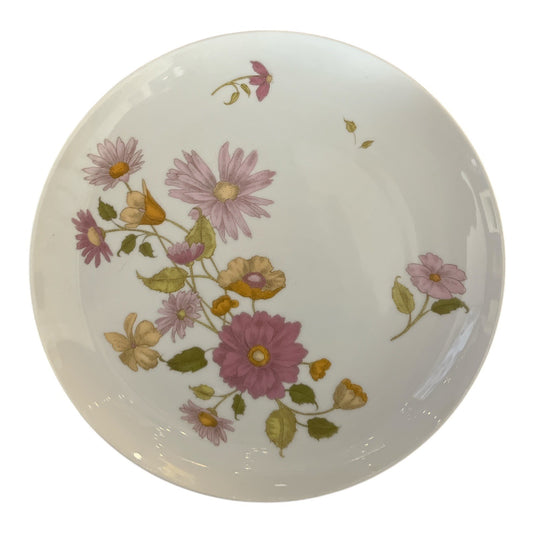 RARE Mid Century Suisse Switzerland Floral Porcelain Plate 7.5" With Pink & Yellow Daisy Design