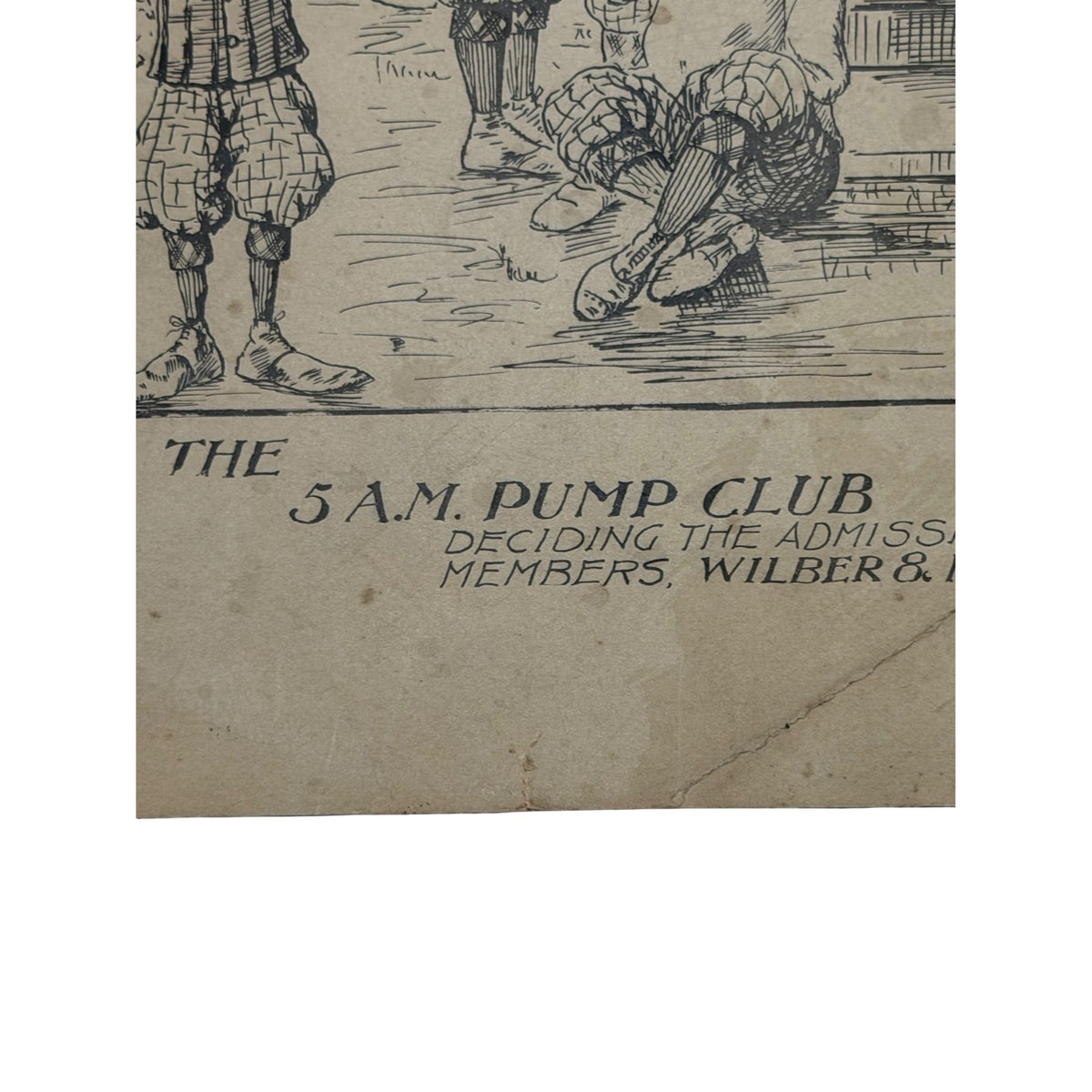 Antique 1890s 5 A.M. Pump Club Cycling Caricature Bartholomay Brewing Signed Van