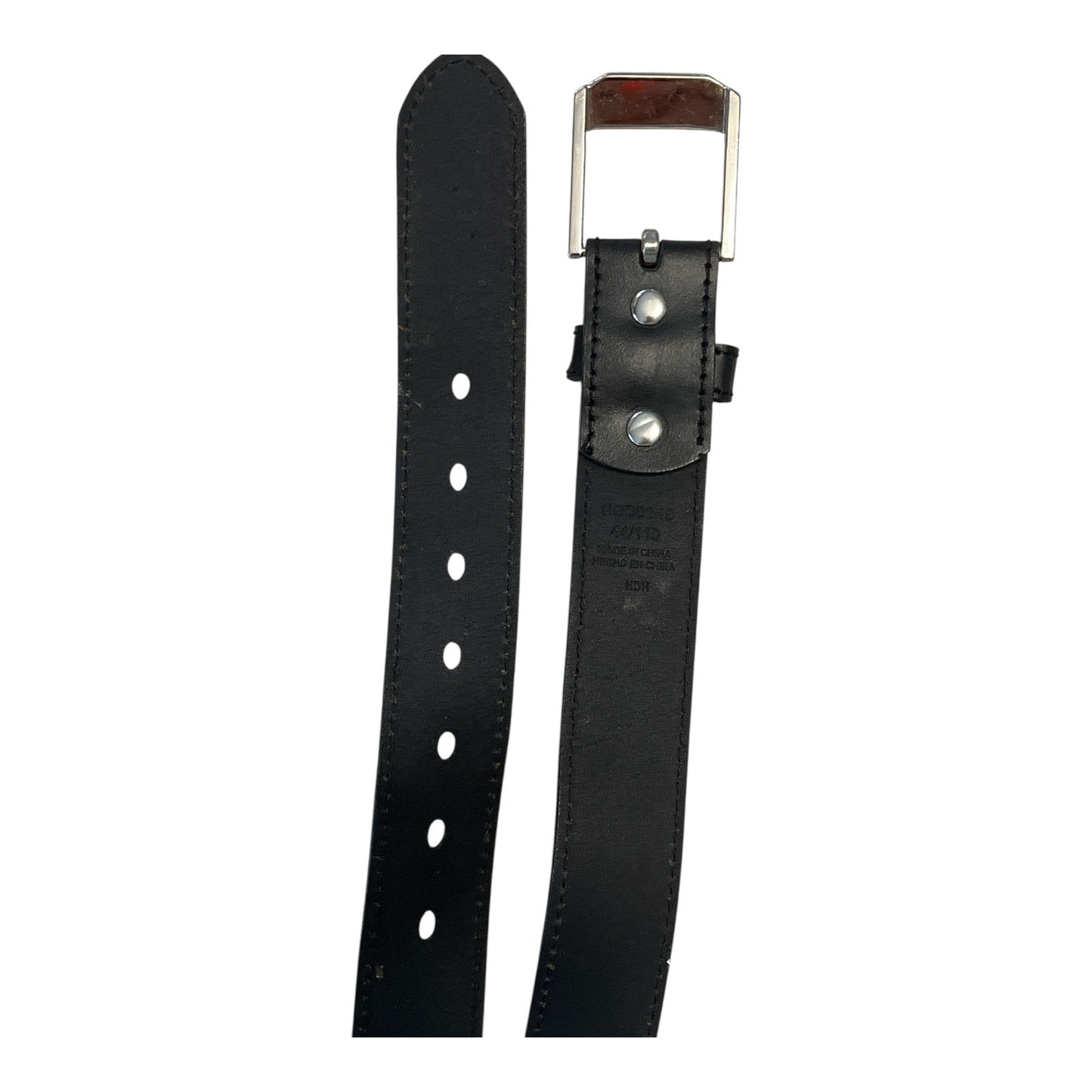 Dickies Genuine Leather Black Work Belt Silver Logo Buckle 43" x 1.5"