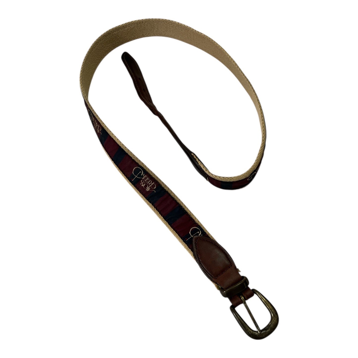 Moss Creek Golf Ribbon Belt by Leather Man Ltd. Exeter NH – 37” Woven Canvas & Leather