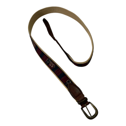 Moss Creek Golf Ribbon Belt by Leather Man Ltd. Exeter NH – 37” Woven Canvas & Leather