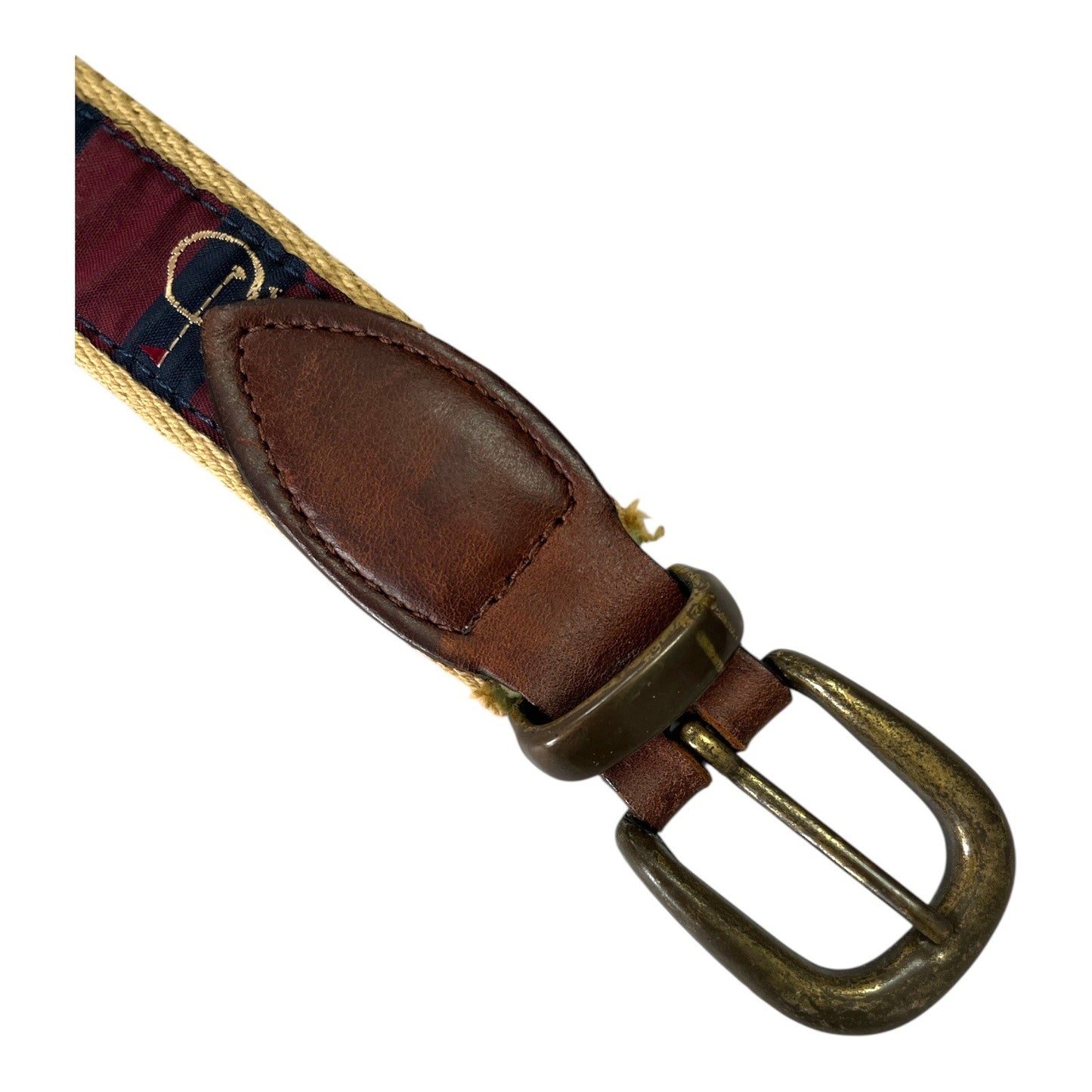 Moss Creek Golf Ribbon Belt by Leather Man Ltd. Exeter NH – 37” Woven Canvas & Leather
