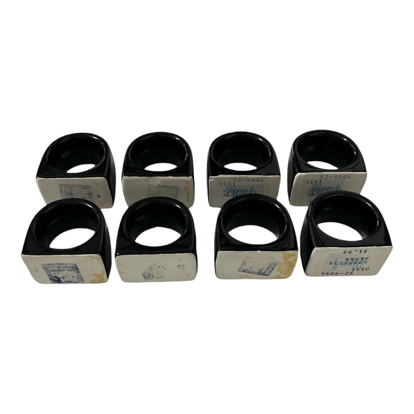 Vintage Pier 1 Black Ceramic Napkin Rings Set of 8 Japan Glossy