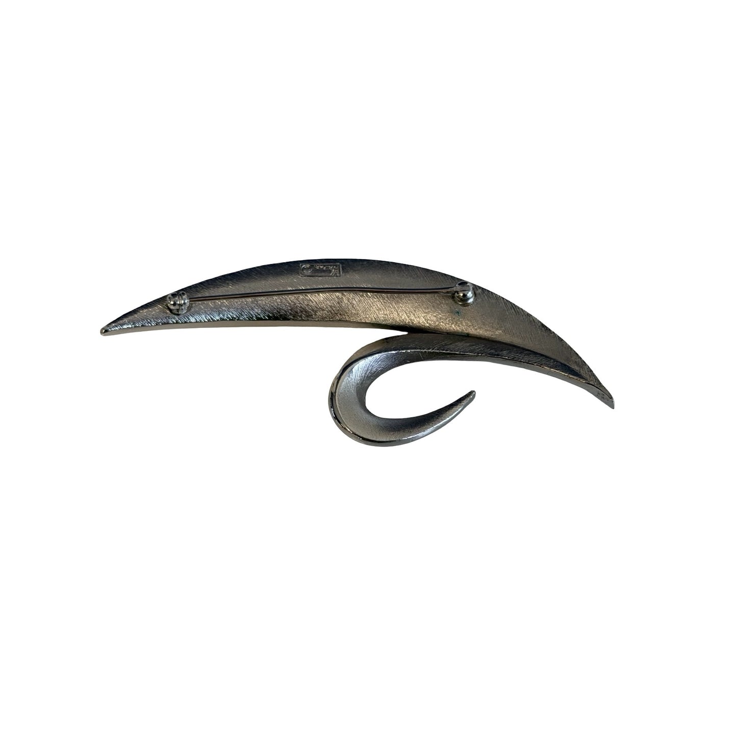 Trifari Silver Tone Modernist Brooch Abstract Leaf Swirl Pin Vintage