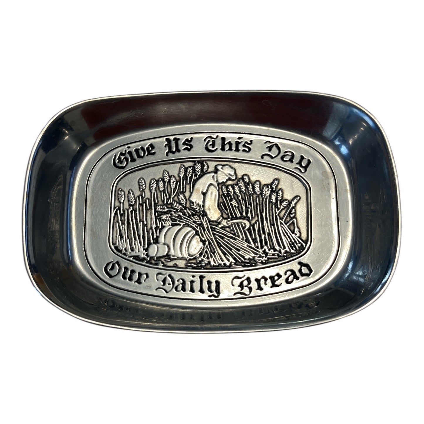 Wilton Armetale “Give Us This Day Our Daily Bread” Tray – 9.5 x 6.5 – Made in USA
