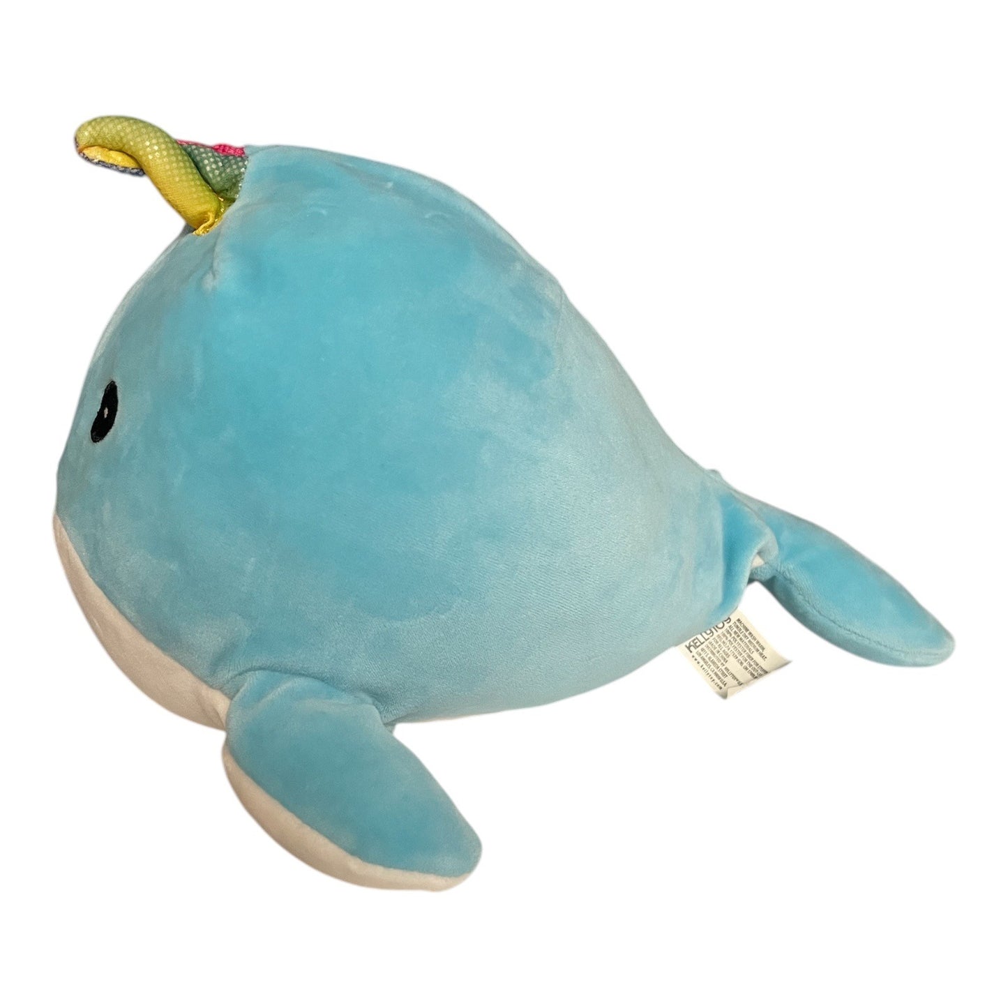 Kellytoy Narwhal Plush – Blue & White with Iridescent Horn
