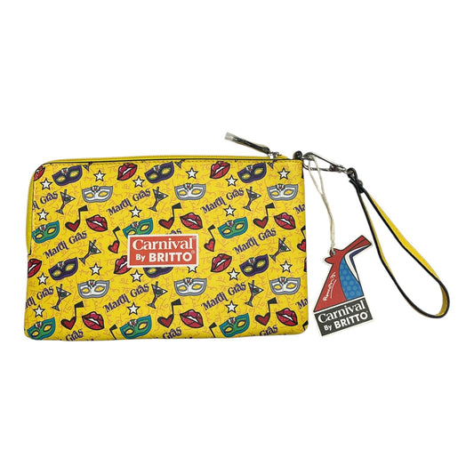 Carnival by BRITTO Mardi Gras Wristlet – Yellow Zip Pouch Clutch Bag – 9.5"x6.25" – NWT