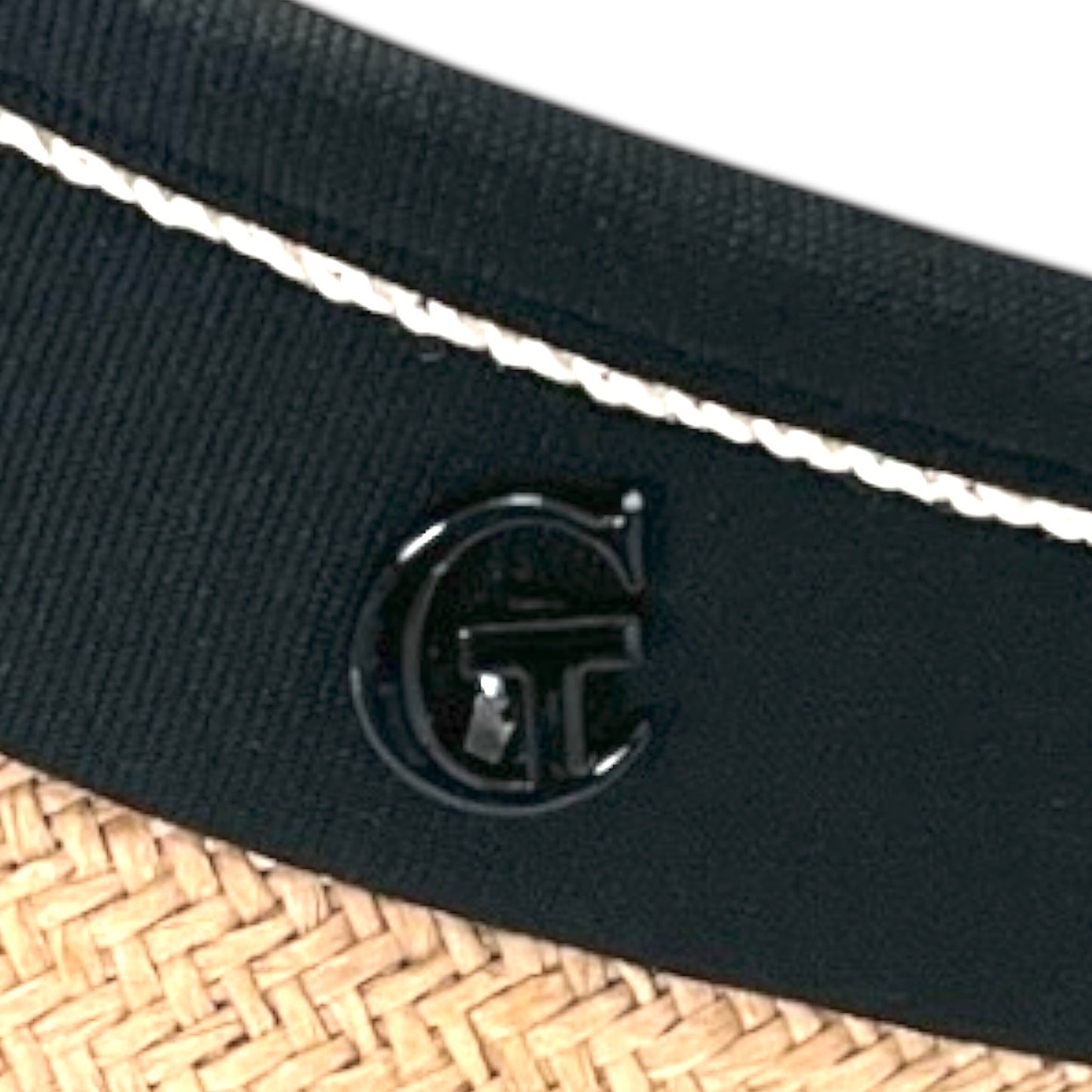 Women’s Wide Brim Straw Sun Visor Hat Black Trim Adjustable Golf Tennis Beach