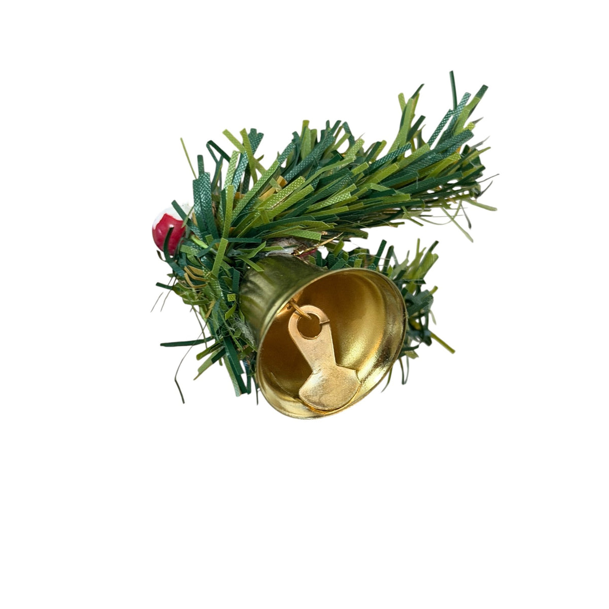 Vintage 16 Inch Santa Christmas Tree Topper Brown Gold Brocade Wreath Gift Bag