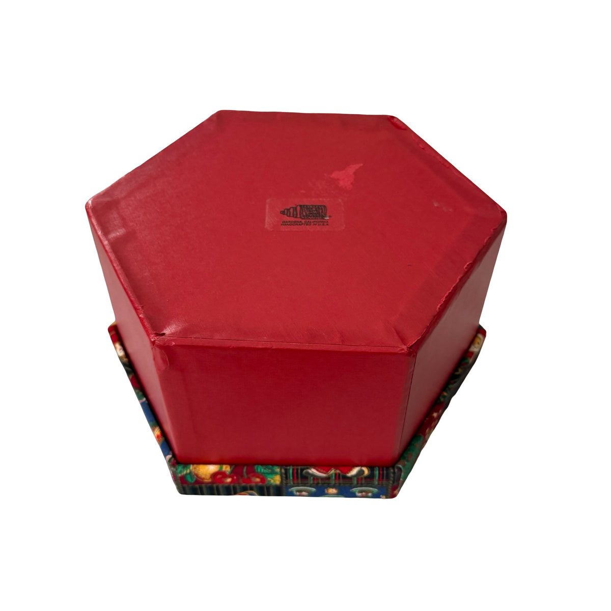 Vintage We’ve Got You Covered Christmas Fabric Gift Box Red Glitter Bow USA