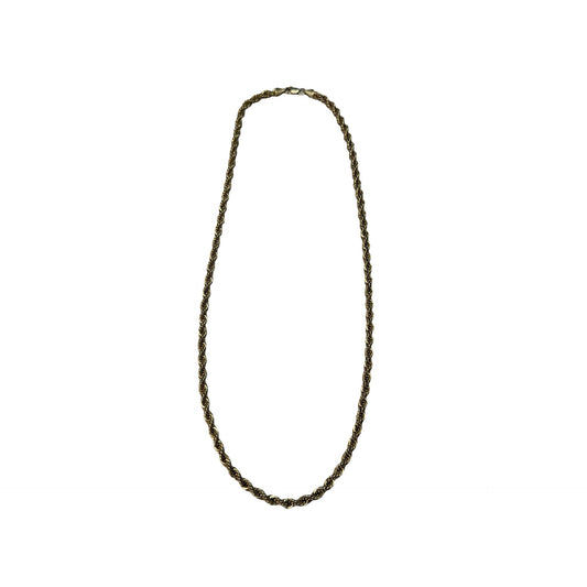 Vintage Gold Tone Twisted Rope Chain Necklace 23 Inch 1980s Statement Jewelry