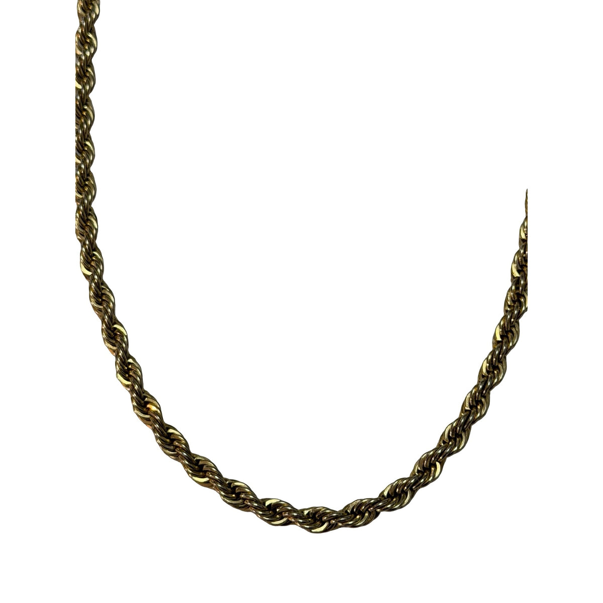 Vintage Gold Tone Twisted Rope Chain Necklace 23 Inch 1980s Statement Jewelry
