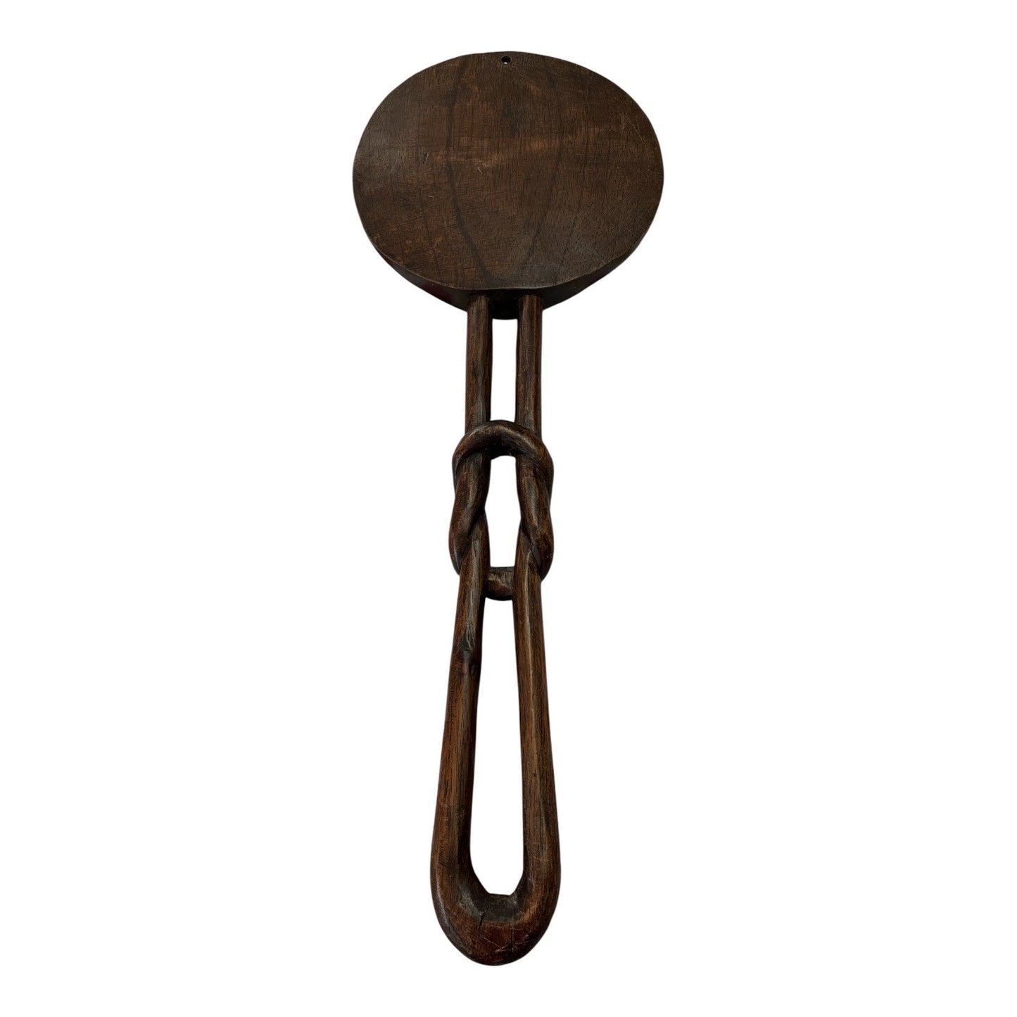 Vintage Hand-Carved Wooden Wall Hanging – African-Inspired Face with One-Piece Chain Link