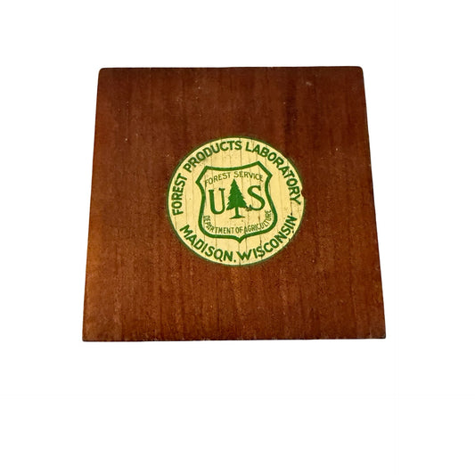 Vintage U.S. Forest Service Forest Products Laboratory Madison WI Wooden Paperweight
