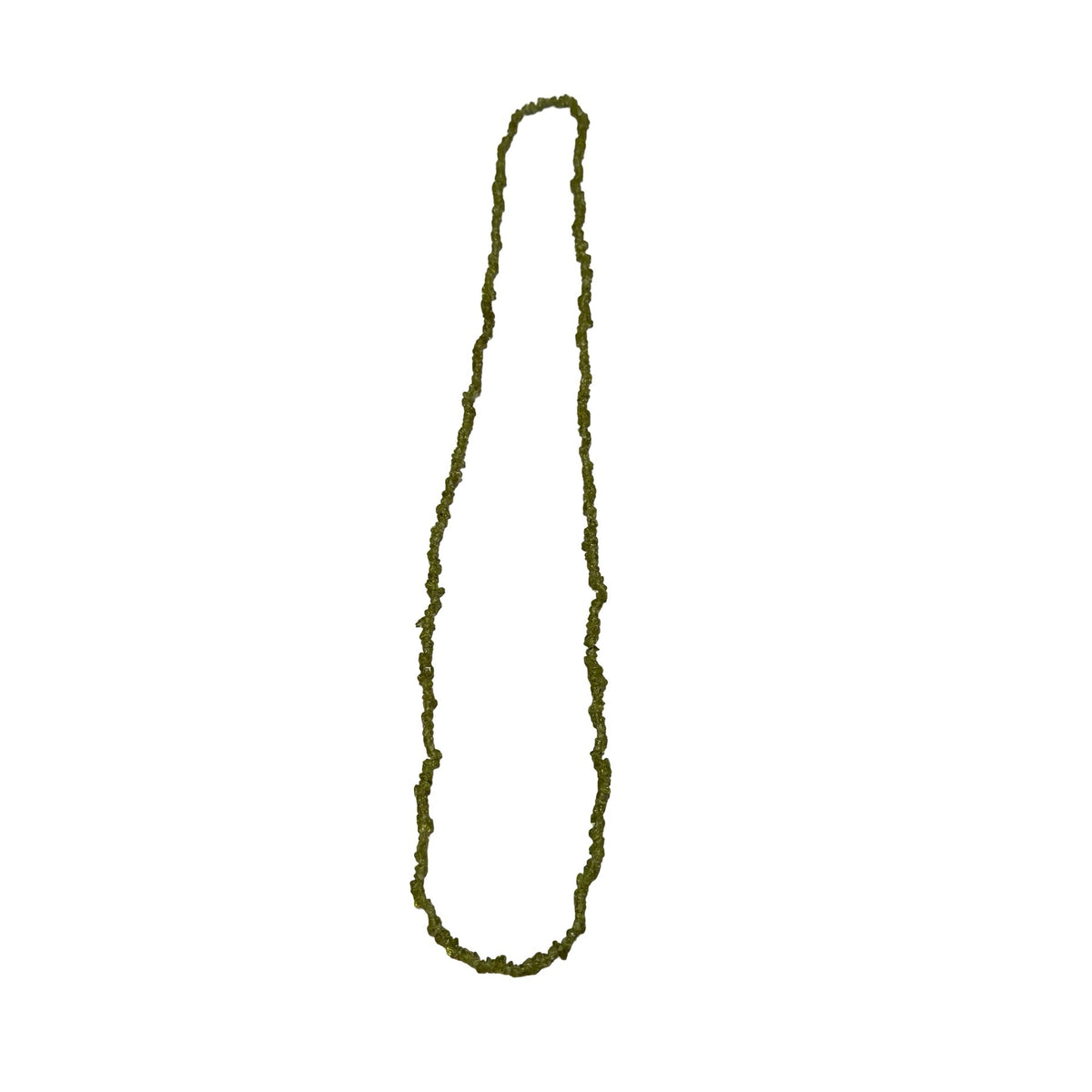 Natural Peridot Green Gemstone Chip Necklace 32 Inch Long Strand