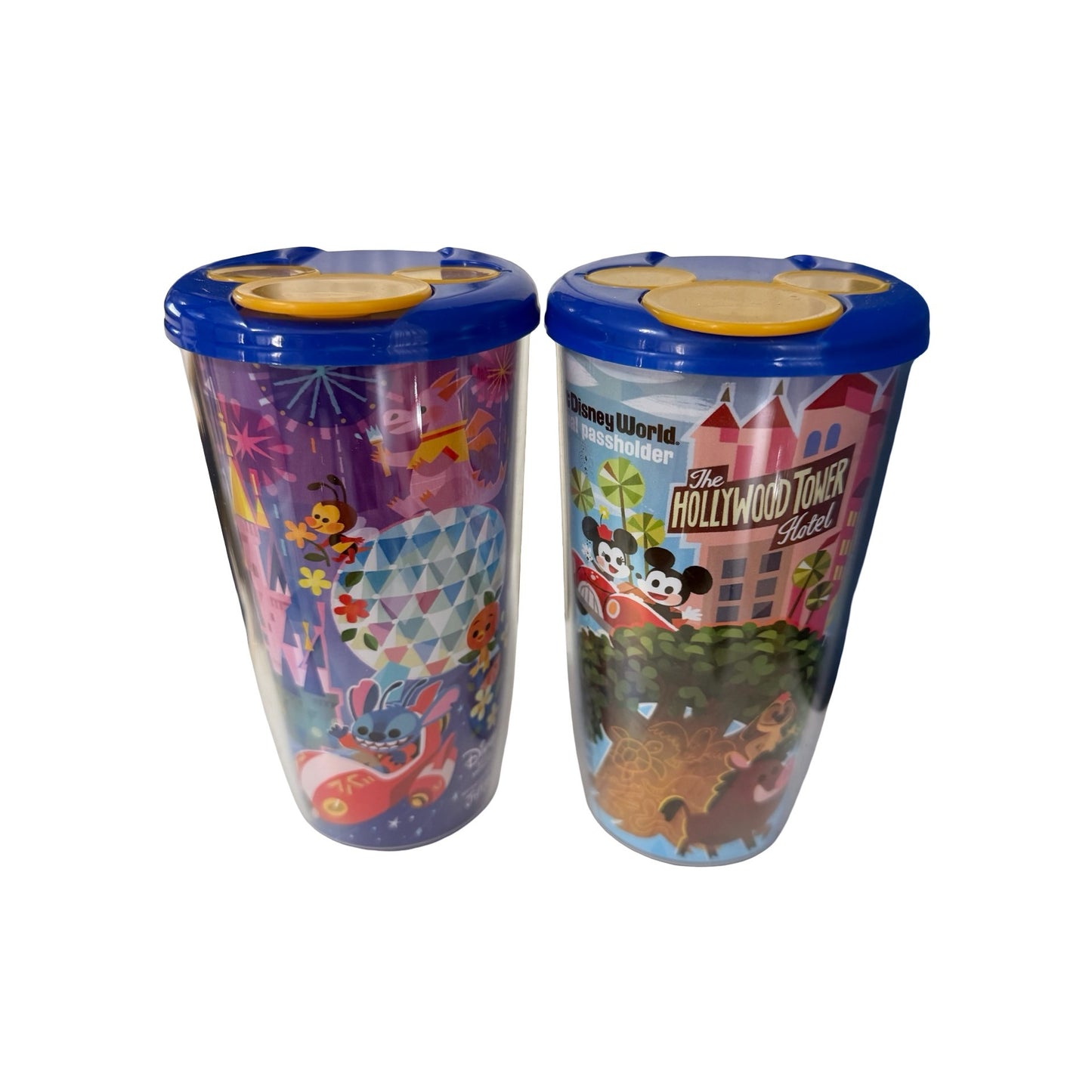 2026 Walt Disney World Annual Passholder Tumbler Set EPCOT Hollywood Tower Hotel Unused