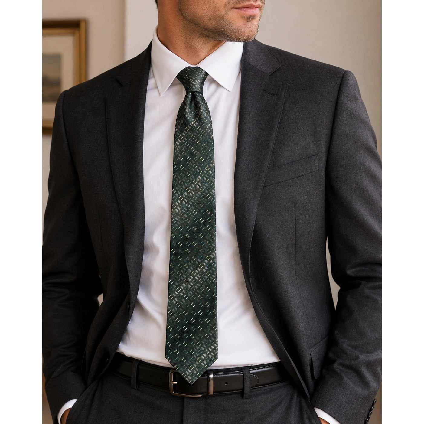 Murano 100% Silk Green Geometric Necktie NWT Mens Tie $49.50 Retail