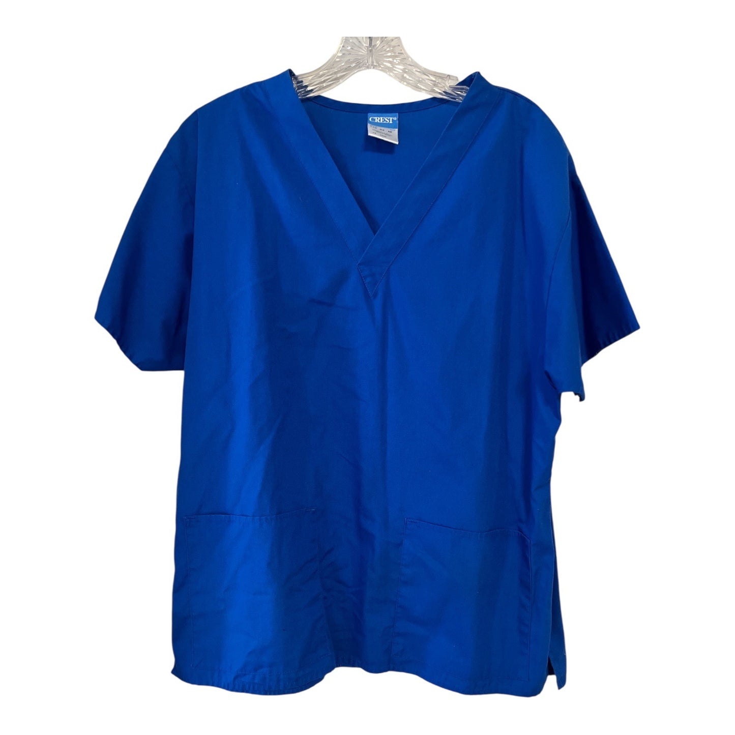 Set of 3 Crest Unisex Scrub Tops – Size S – Pink, Teal, Blue – 2-Pocket V-Neck Medical Uniform Shirts – 45" Chest
